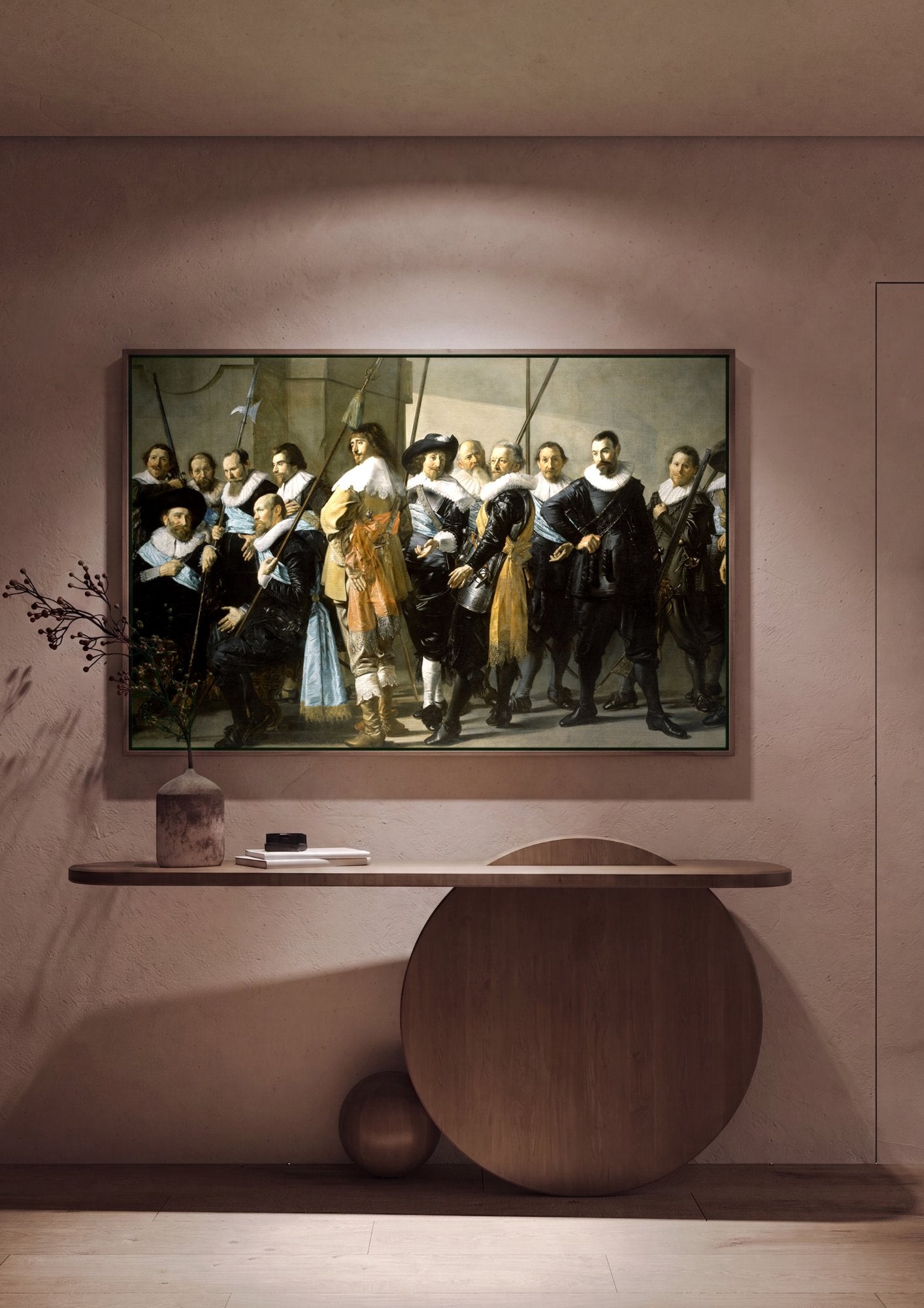 Quadro Decorativo A Companhia do Capitão Reinier Reael - Frans Hals em ambiente decorado