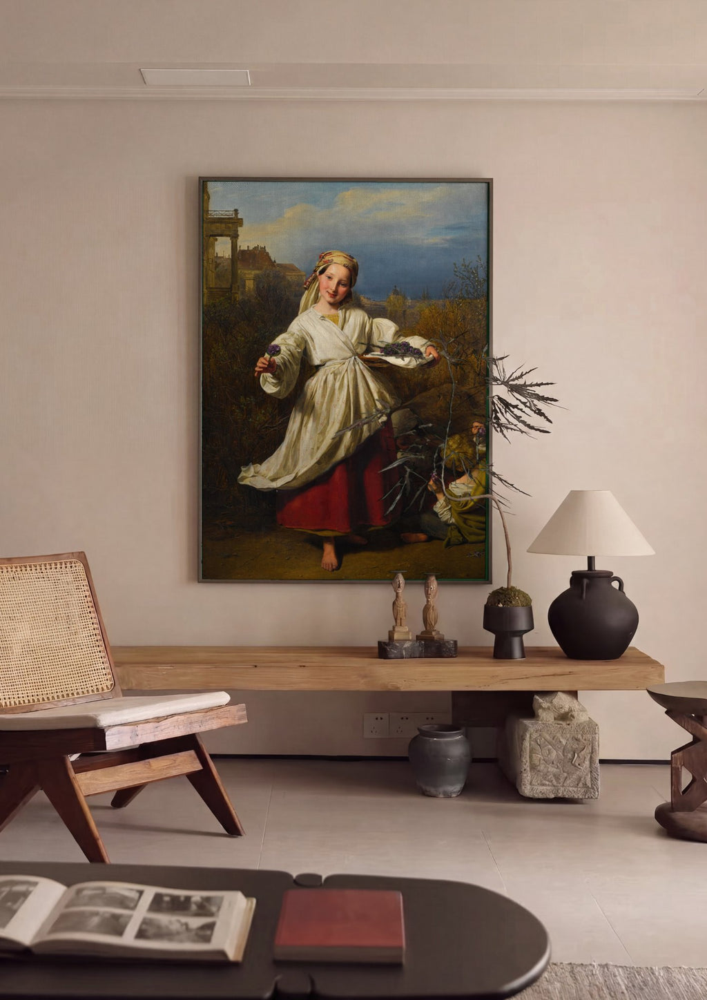 Quadro Decorativo A Menina das Violetas - Ferdinand Georg Waldmüller em ambiente decorado