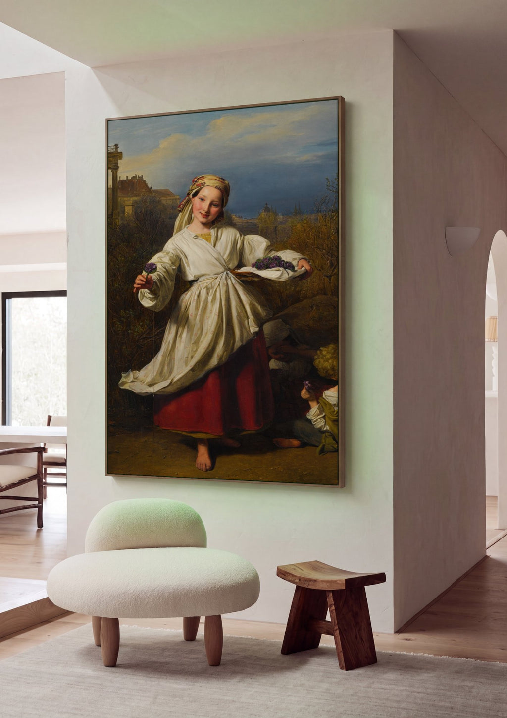 Quadro Decorativo A Menina das Violetas - Ferdinand Georg Waldmüller em ambiente decorado