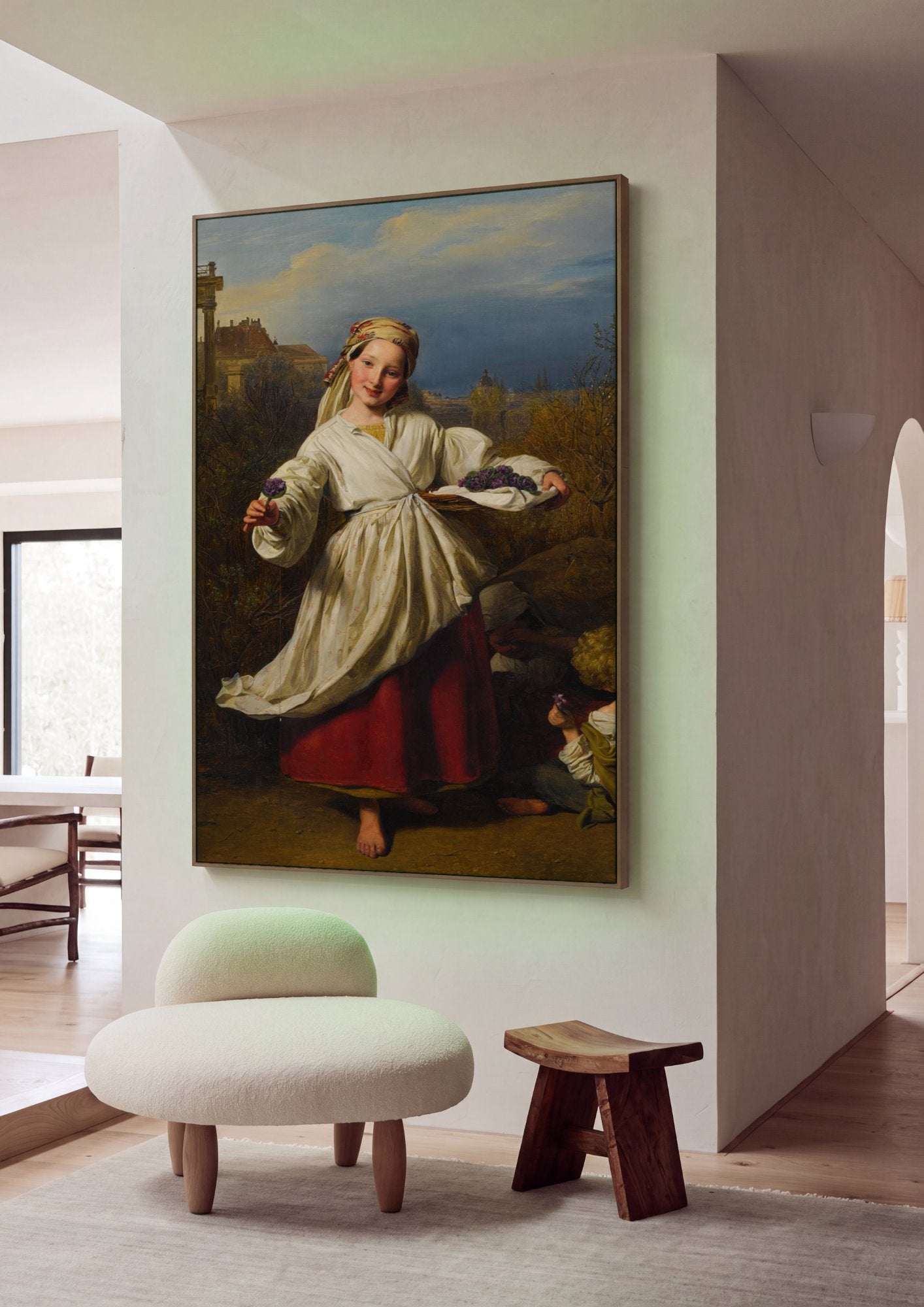 Quadro Decorativo A Menina das Violetas - Ferdinand Georg Waldmüller em ambiente decorado