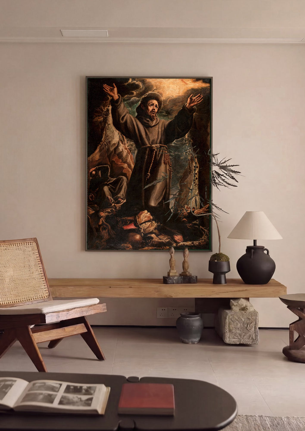 Quadro Decorativo São Francisco em Êxtase - Orazio Borgianni em ambiente decorado
