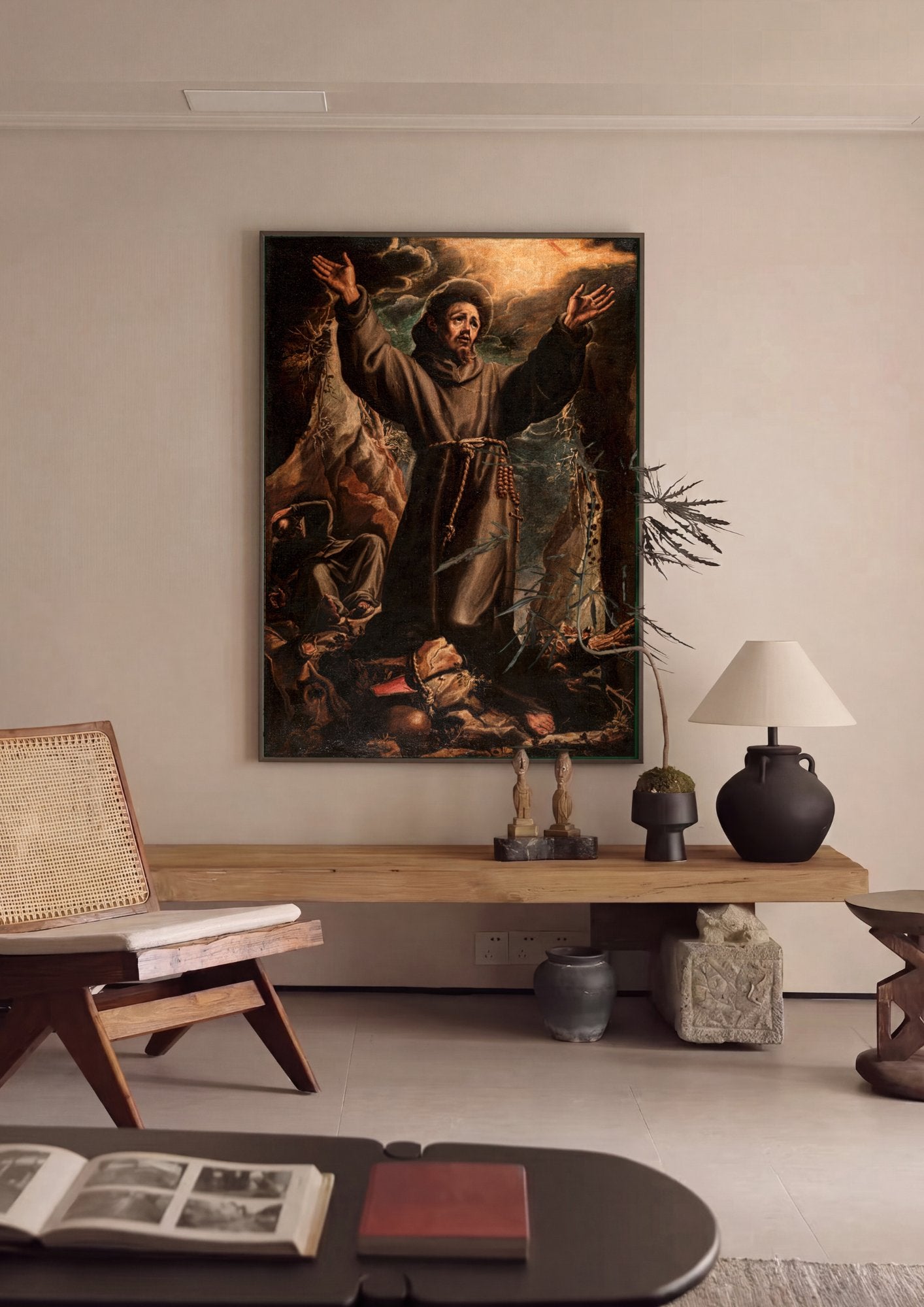 Quadro Decorativo São Francisco em Êxtase - Orazio Borgianni em ambiente decorado