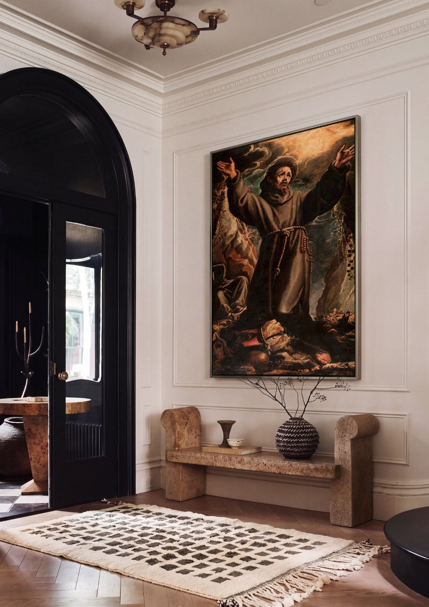 Quadro Decorativo São Francisco em Êxtase - Orazio Borgianni em ambiente decorado