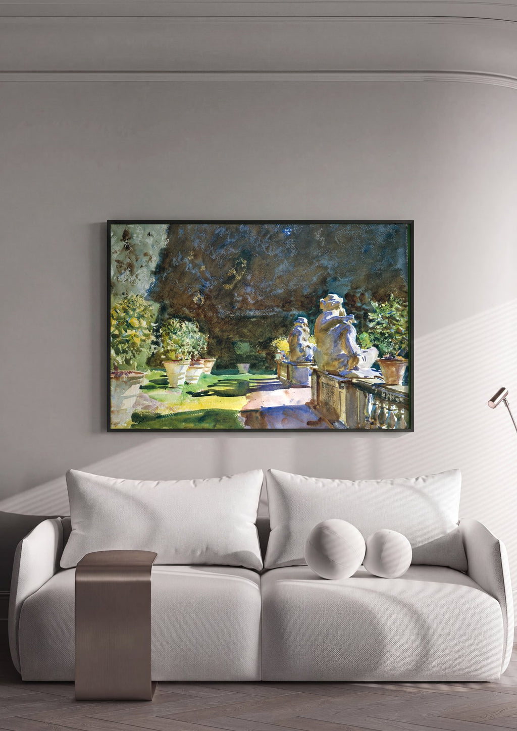 Quadro Decorativo Jardins com Estatuetas - John Singer Sargent em ambiente decorado
