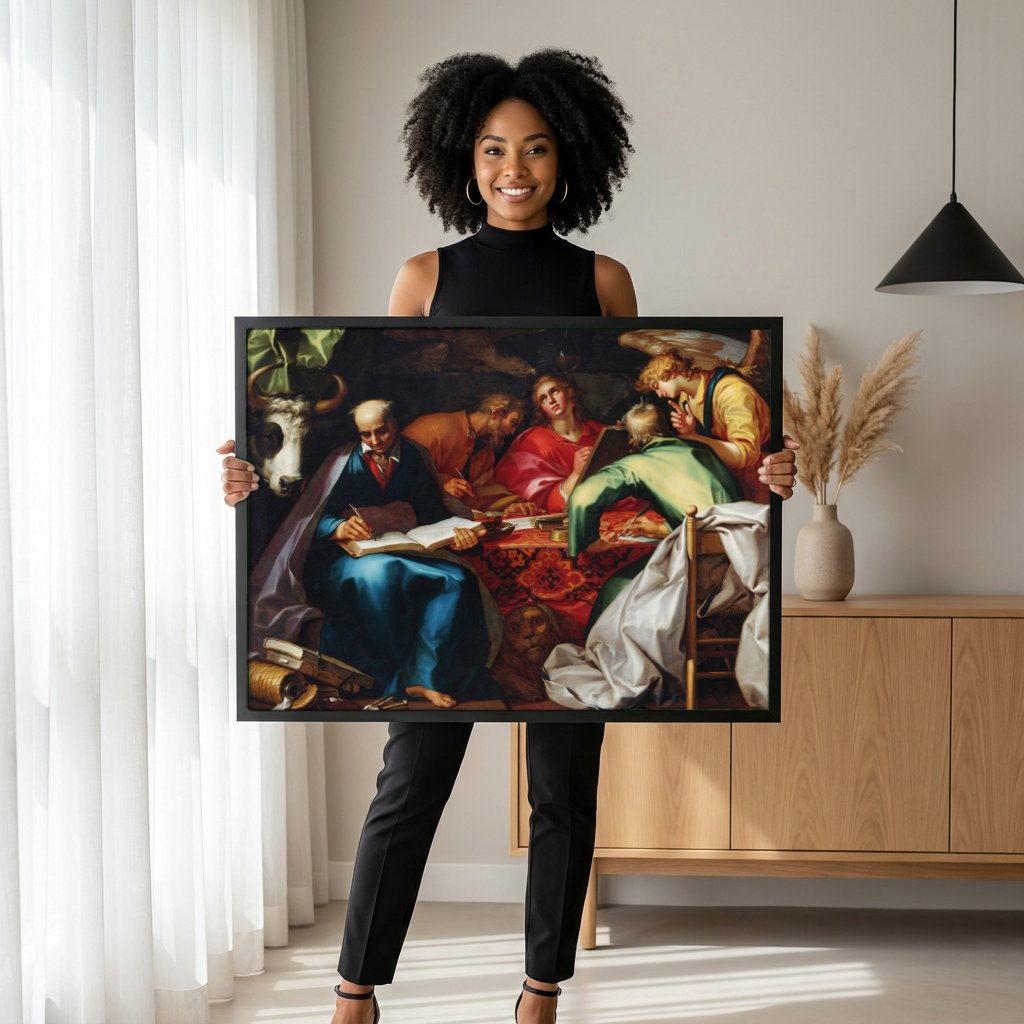 Quadro Decorativo Os Quatro Evangelistas - Abraham Bloemaert com modelo em ambiente