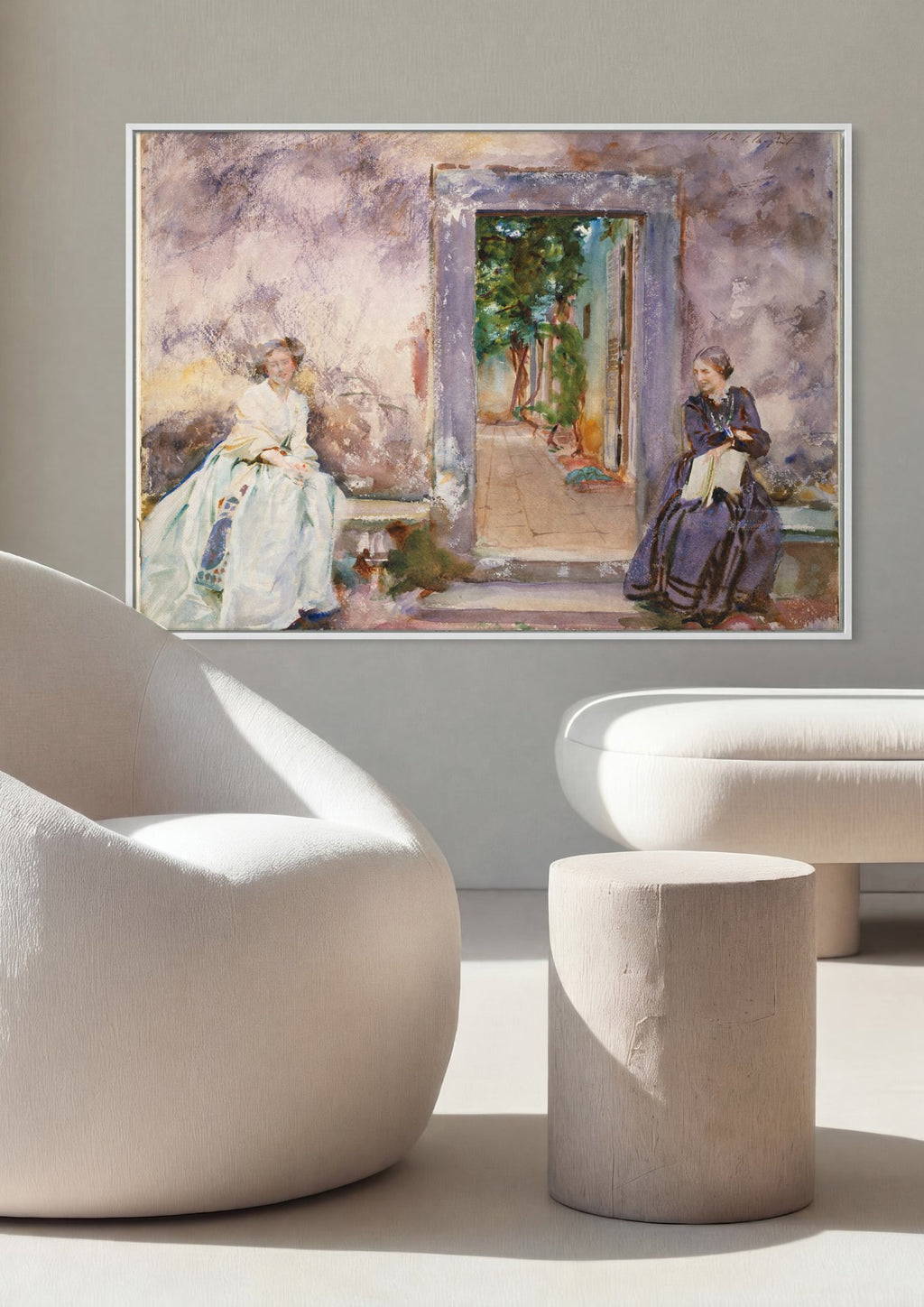 Quadro Decorativo Duas Mulheres em um Terraço - John Singer Sargent em ambiente decorado