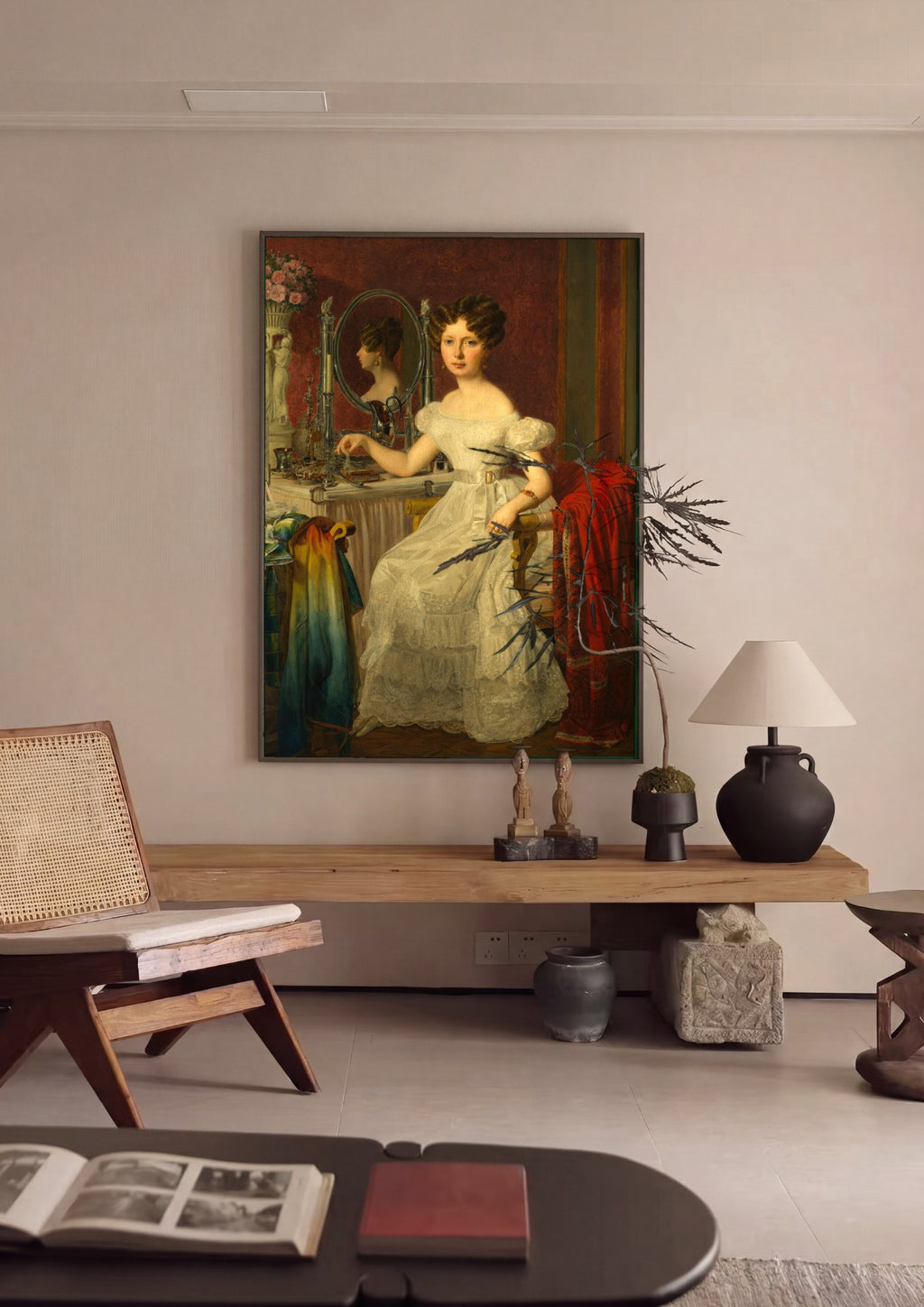 Quadro Decorativo A Jovem Dama na Penteadeira - Waldmüller em ambiente decorado