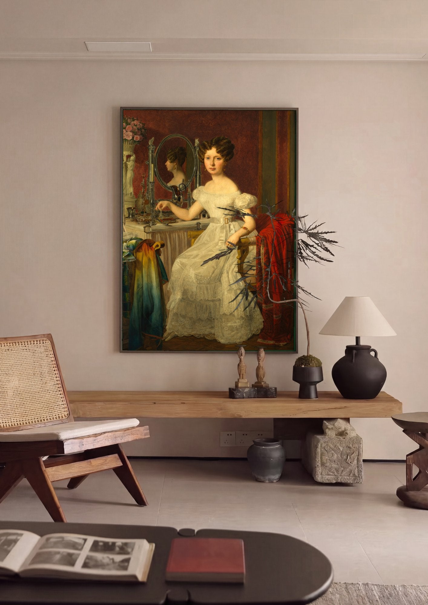 Quadro Decorativo A Jovem Dama na Penteadeira - Waldmüller em ambiente decorado