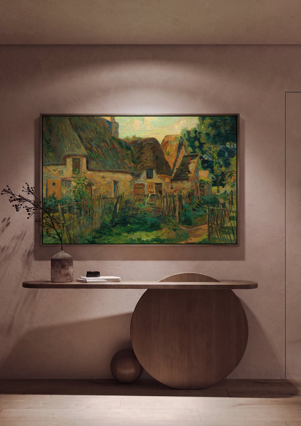 Quadro Decorativo Casas de Campo com Telhado de Palha - Guillaumin em ambiente decorado