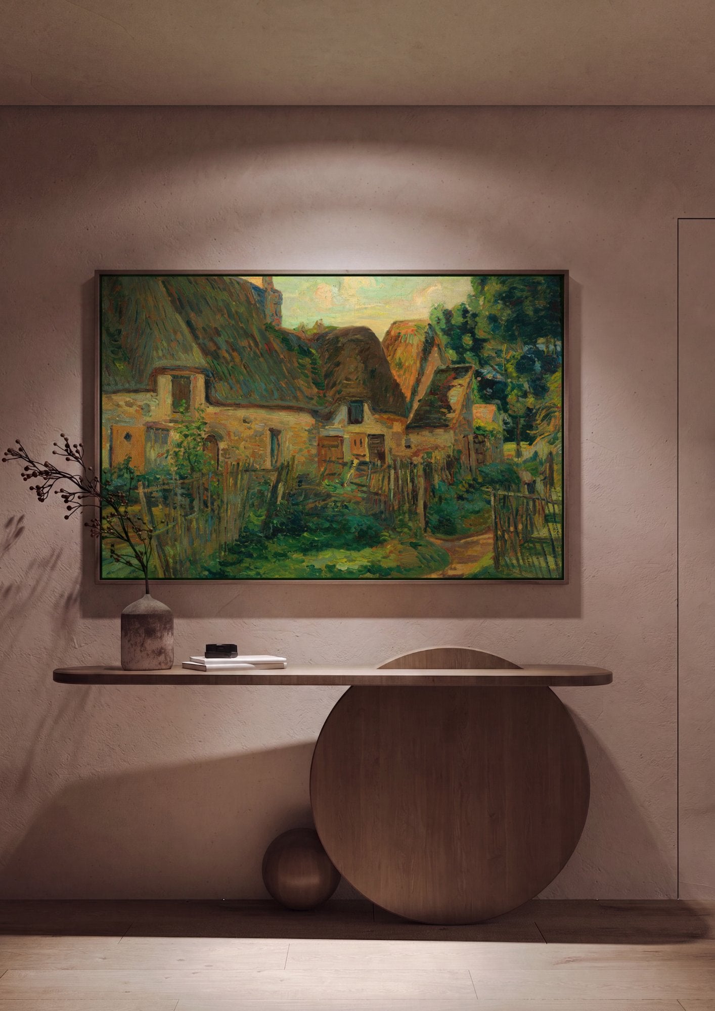 Quadro Decorativo Casas de Campo com Telhado de Palha - Guillaumin em ambiente decorado