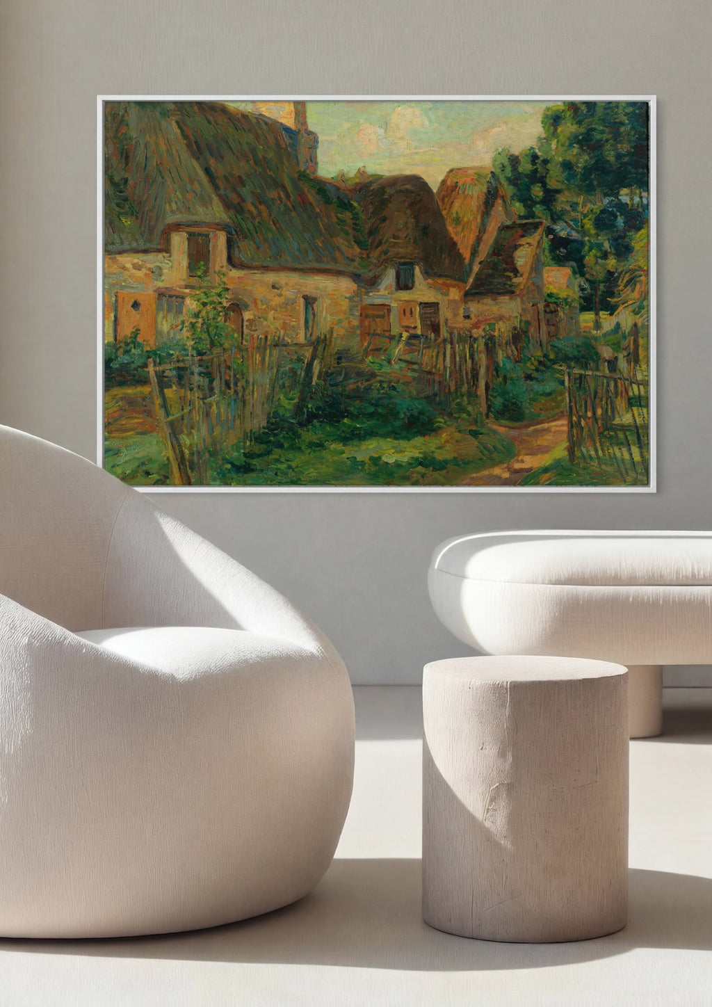 Quadro Decorativo Casas de Campo com Telhado de Palha - Guillaumin em ambiente decorado