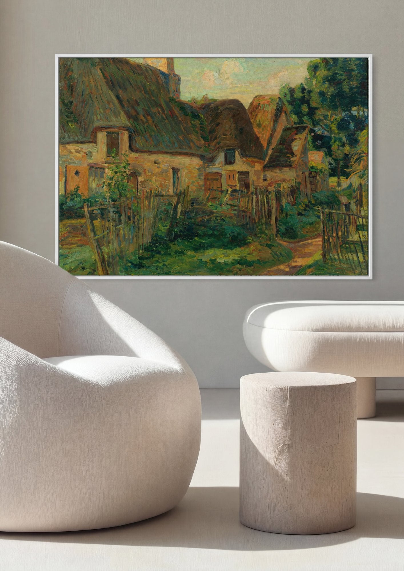 Quadro Decorativo Casas de Campo com Telhado de Palha - Guillaumin em ambiente decorado