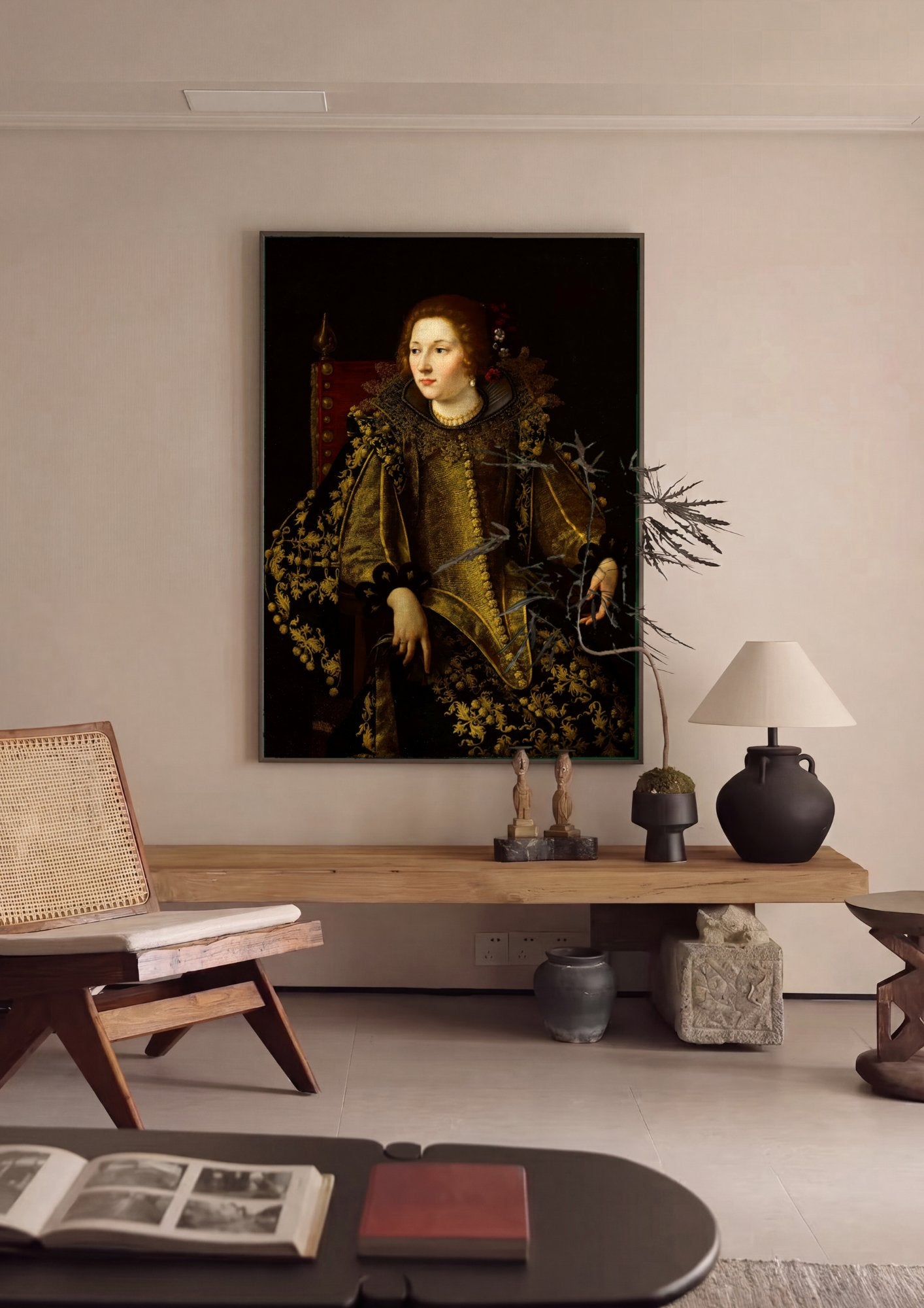 Quadro Decorativo Ritratto di Dama - Artemisia Gentileschi em ambiente decorado