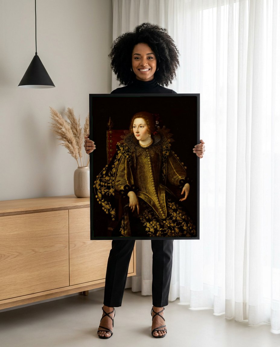 Quadro Decorativo Ritratto di Dama - Artemisia Gentileschi com modelo em ambiente