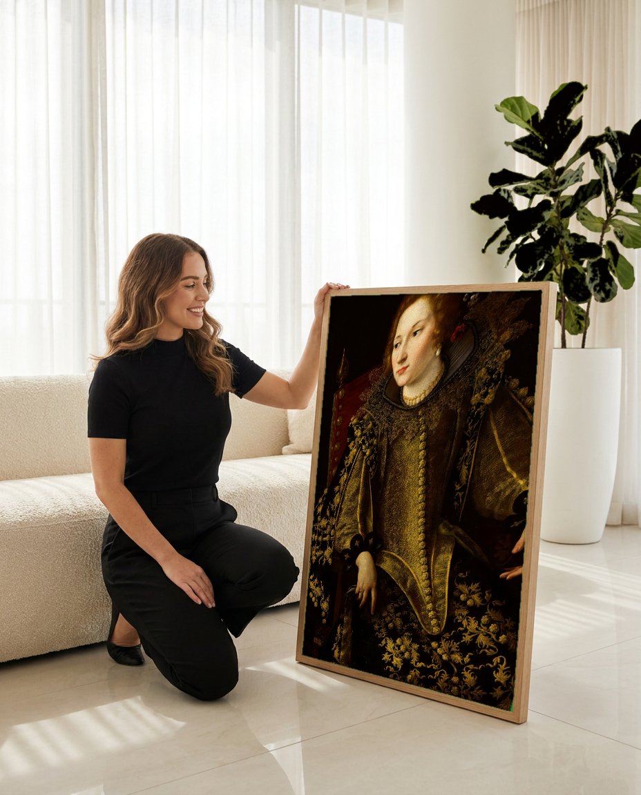 Quadro Decorativo Ritratto di Dama - Artemisia Gentileschi com modelo em ambiente