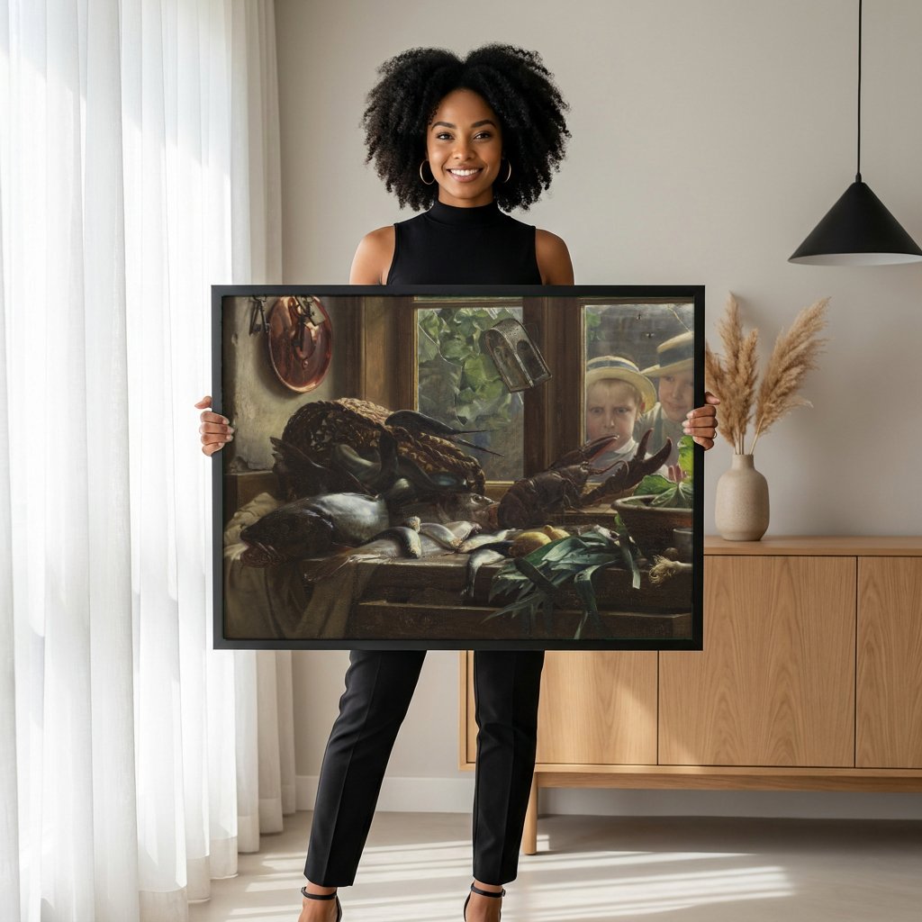 Quadro Decorativo A Lagosta (The Lobster) - Carl Bloch com modelo em ambiente
