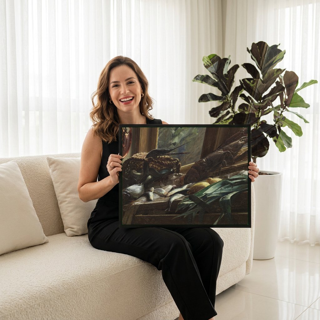 Quadro Decorativo A Lagosta (The Lobster) - Carl Bloch com modelo em ambiente