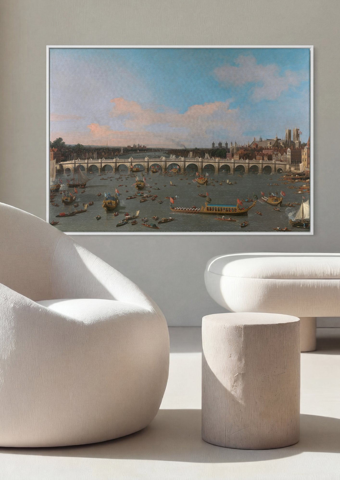 Quadro Decorativo A Ponte de Westminster em Londres - Canaletto em ambiente decorado