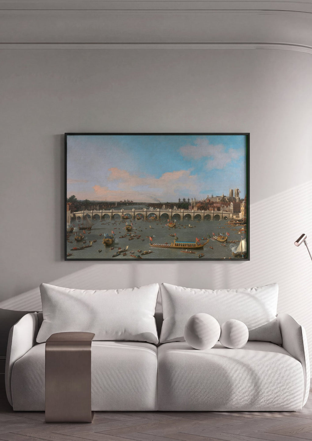 Quadro Decorativo A Ponte de Westminster em Londres - Canaletto em ambiente decorado