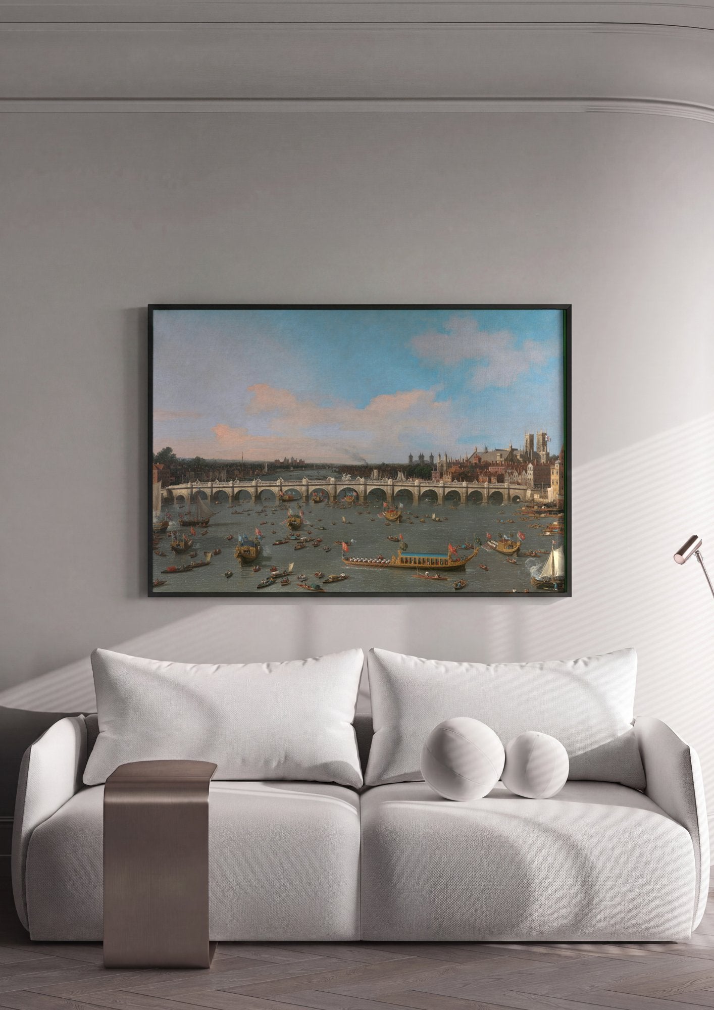 Quadro Decorativo A Ponte de Westminster em Londres - Canaletto em ambiente decorado