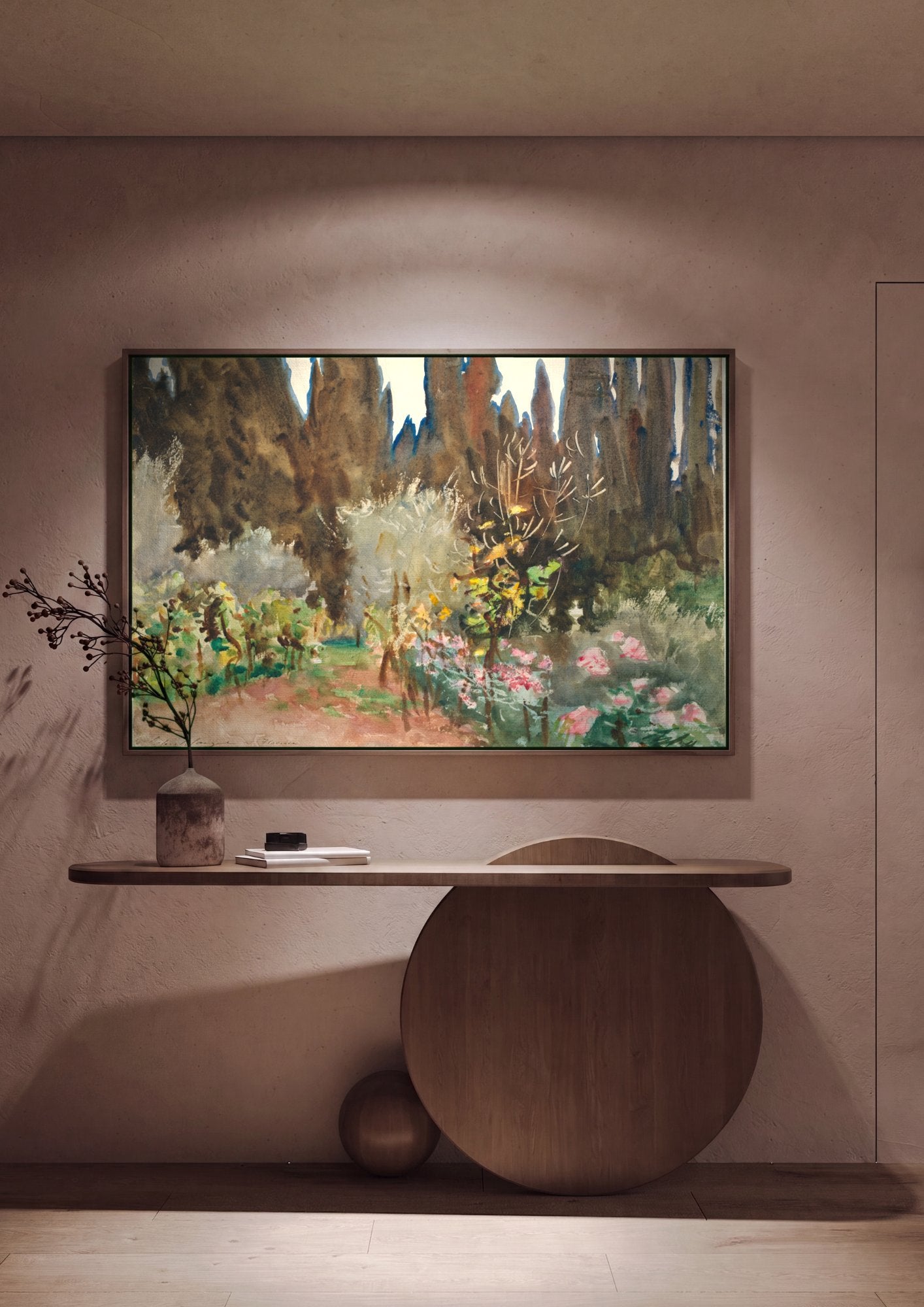 Quadro Decorativo Jardins com Ciprestes - John Singer Sargent em ambiente decorado