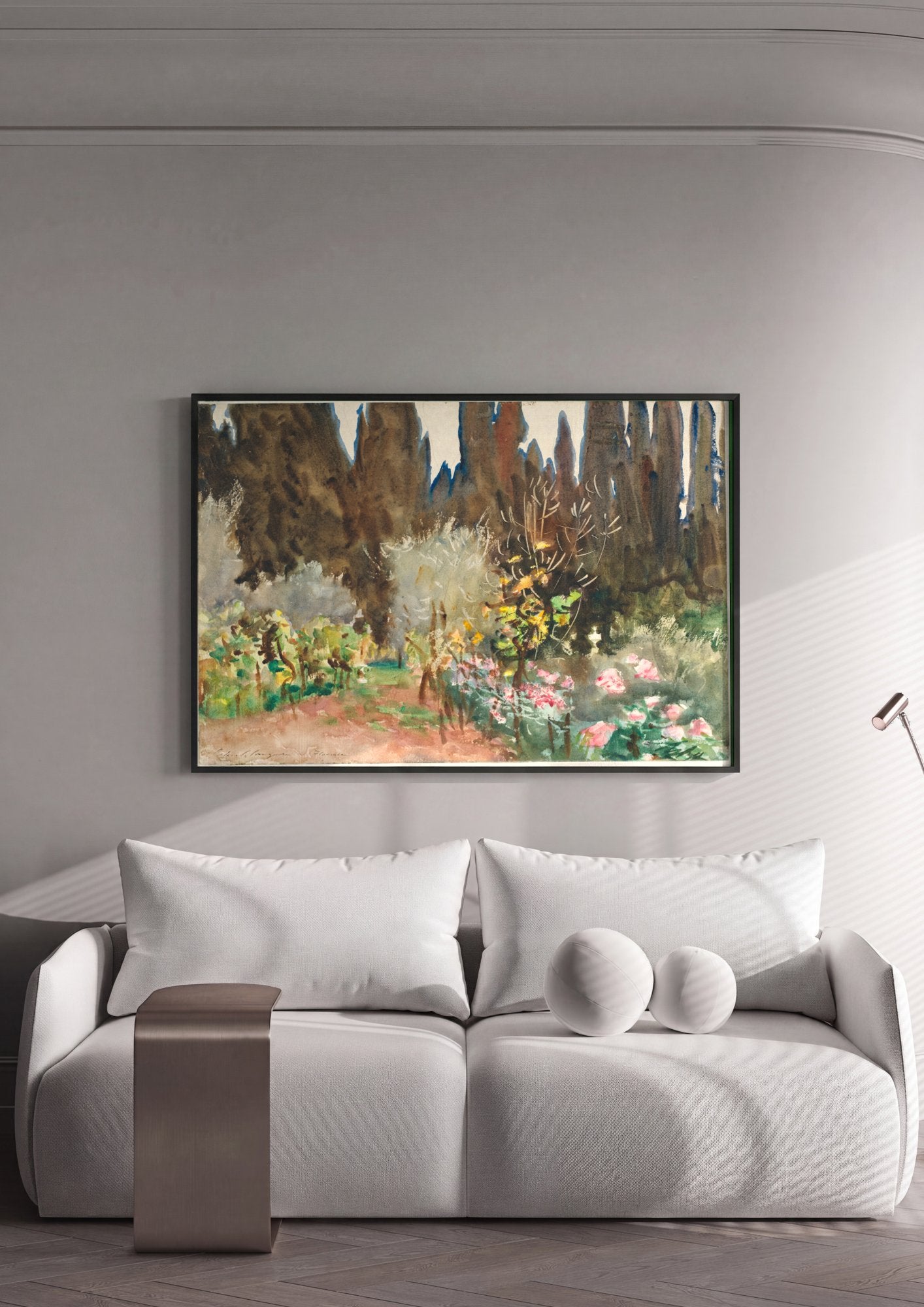 Quadro Decorativo Jardins com Ciprestes - John Singer Sargent em ambiente decorado