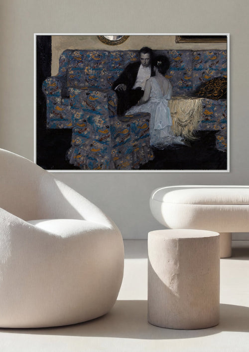 Quadro Decorativo 'The Lovers' (Os Amantes) - Dean Cornwell em ambiente decorado
