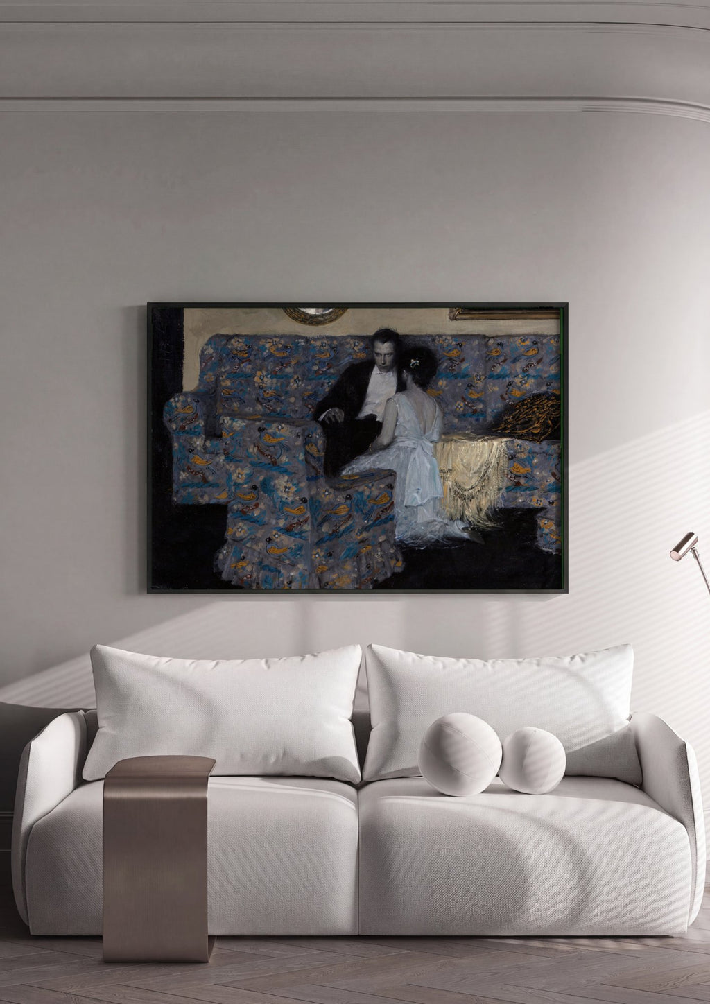 Quadro Decorativo 'The Lovers' (Os Amantes) - Dean Cornwell em ambiente decorado