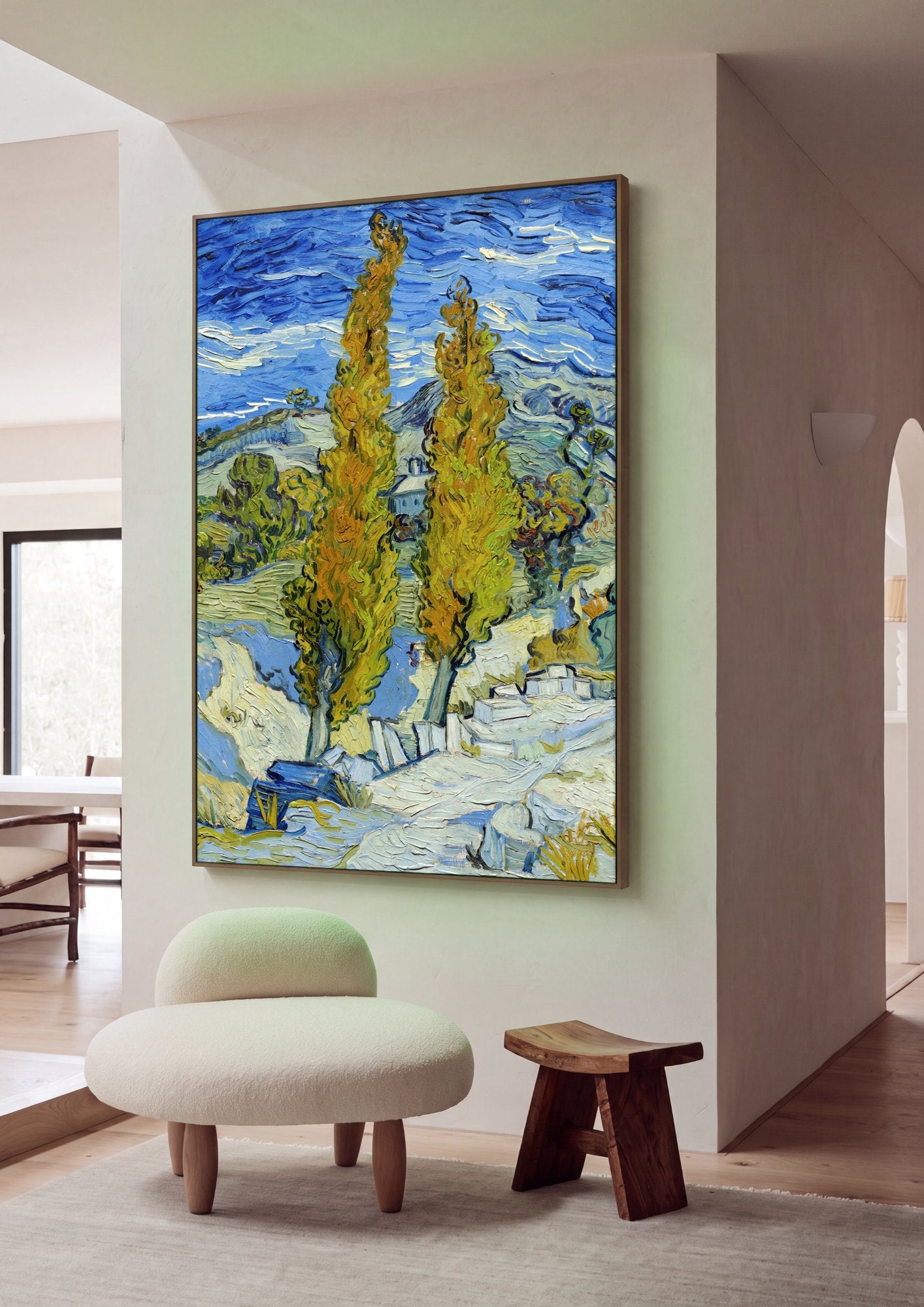 Quadro Decorativo Paisagem com Ciprestes - Van Gogh em ambiente decorado
