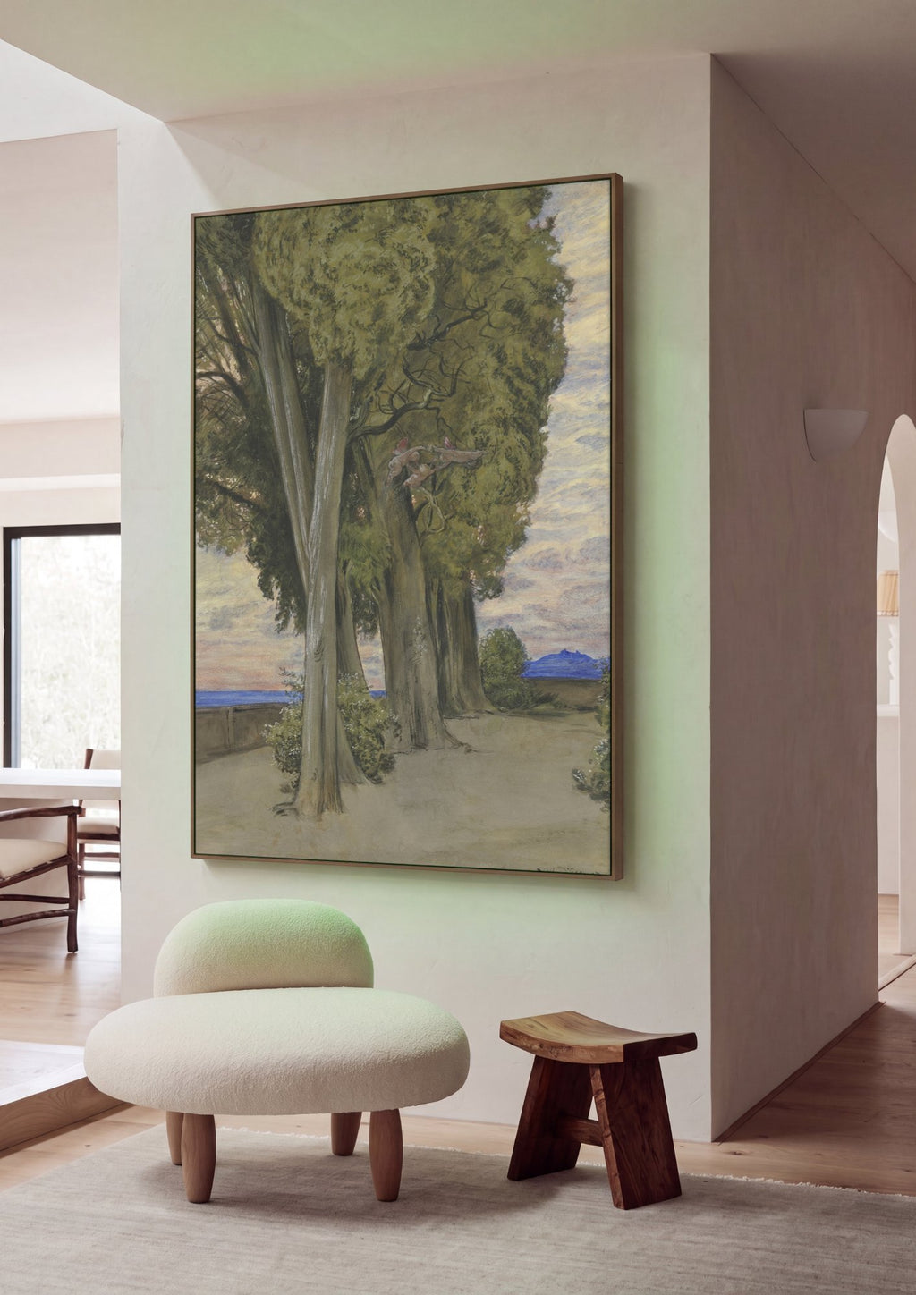 Quadro Decorativo Paisagem com Ciprestes - Hans Thoma em ambiente decorado
