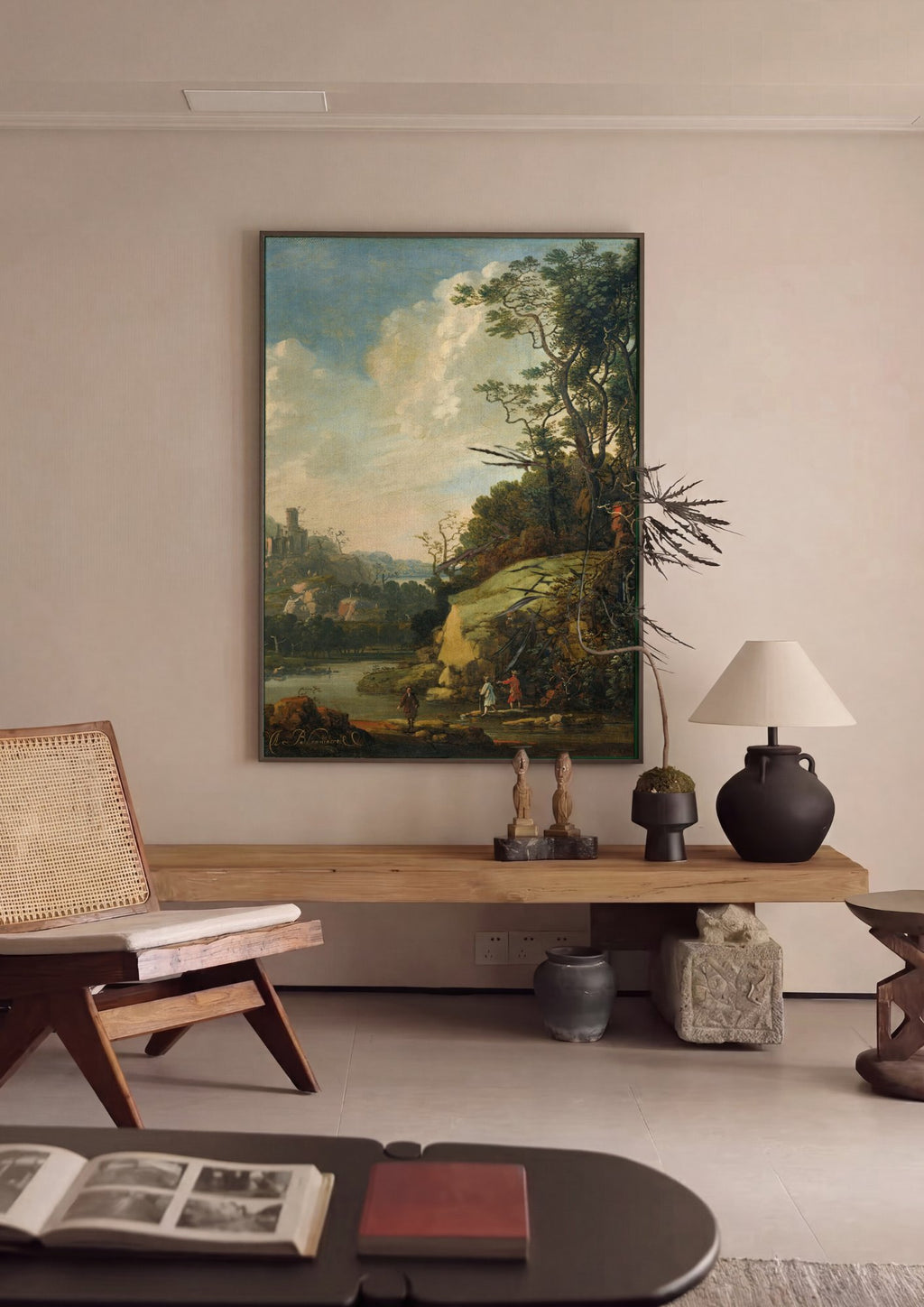 Quadro Decorativo Paisagem com Viajantes - Abraham Bloemaert em ambiente decorado