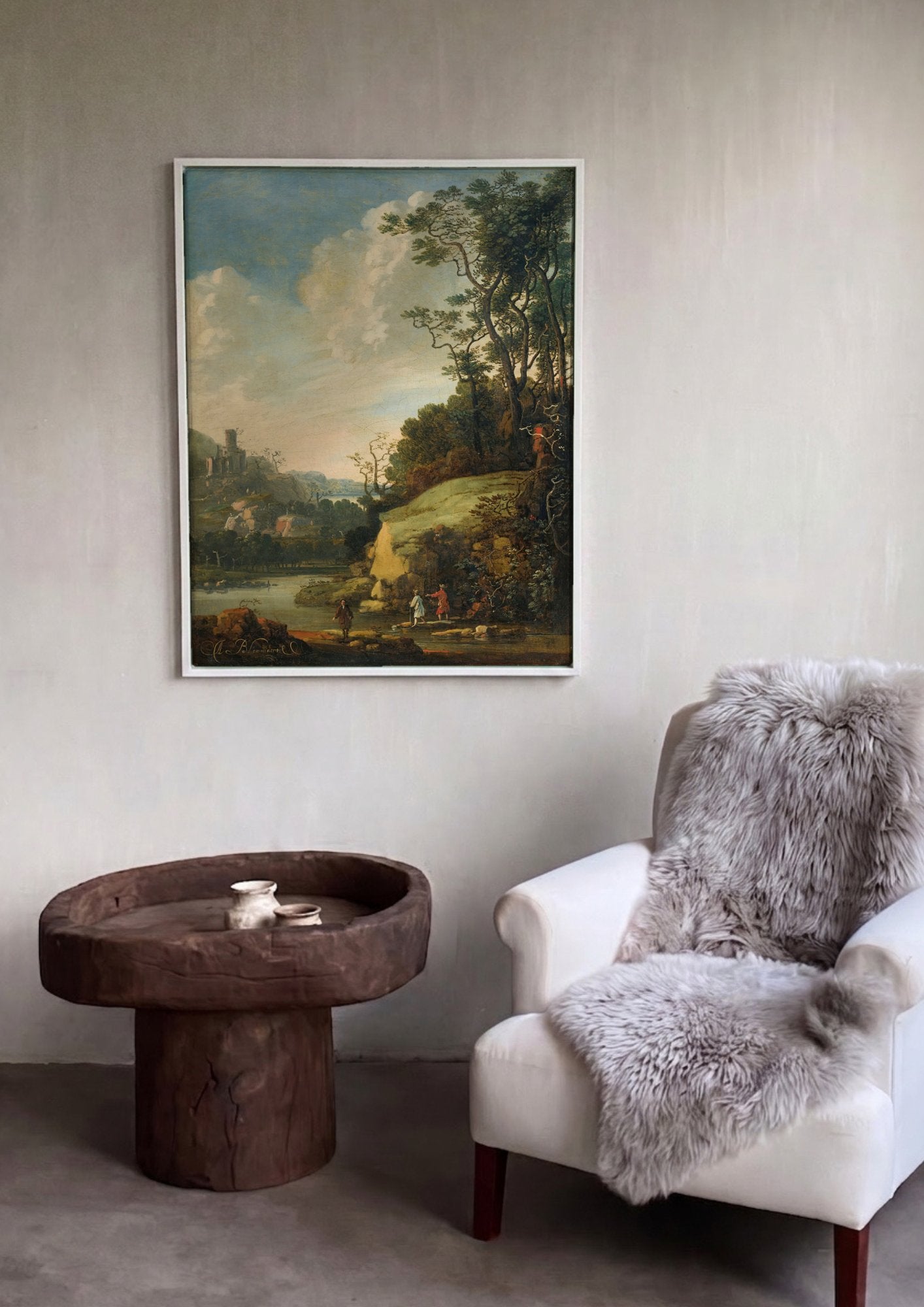 Quadro Decorativo Paisagem com Viajantes - Abraham Bloemaert em ambiente decorado