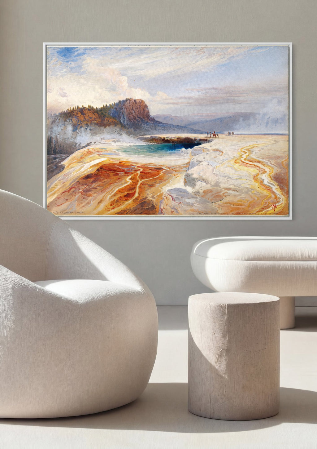 Quadro Decorativo A Grande Fonte Azul - Thomas Moran em ambiente decorado