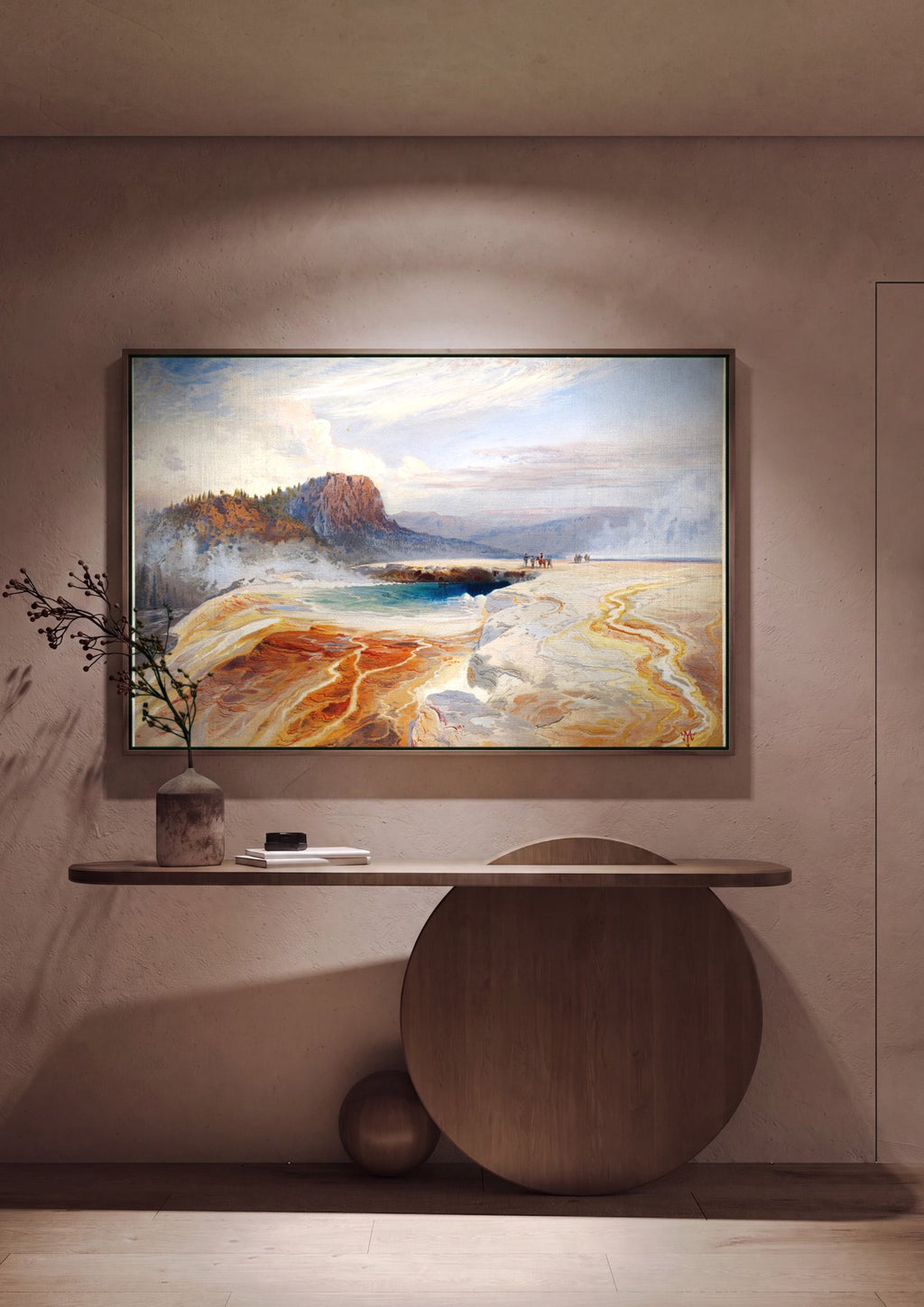 Quadro Decorativo A Grande Fonte Azul - Thomas Moran em ambiente decorado