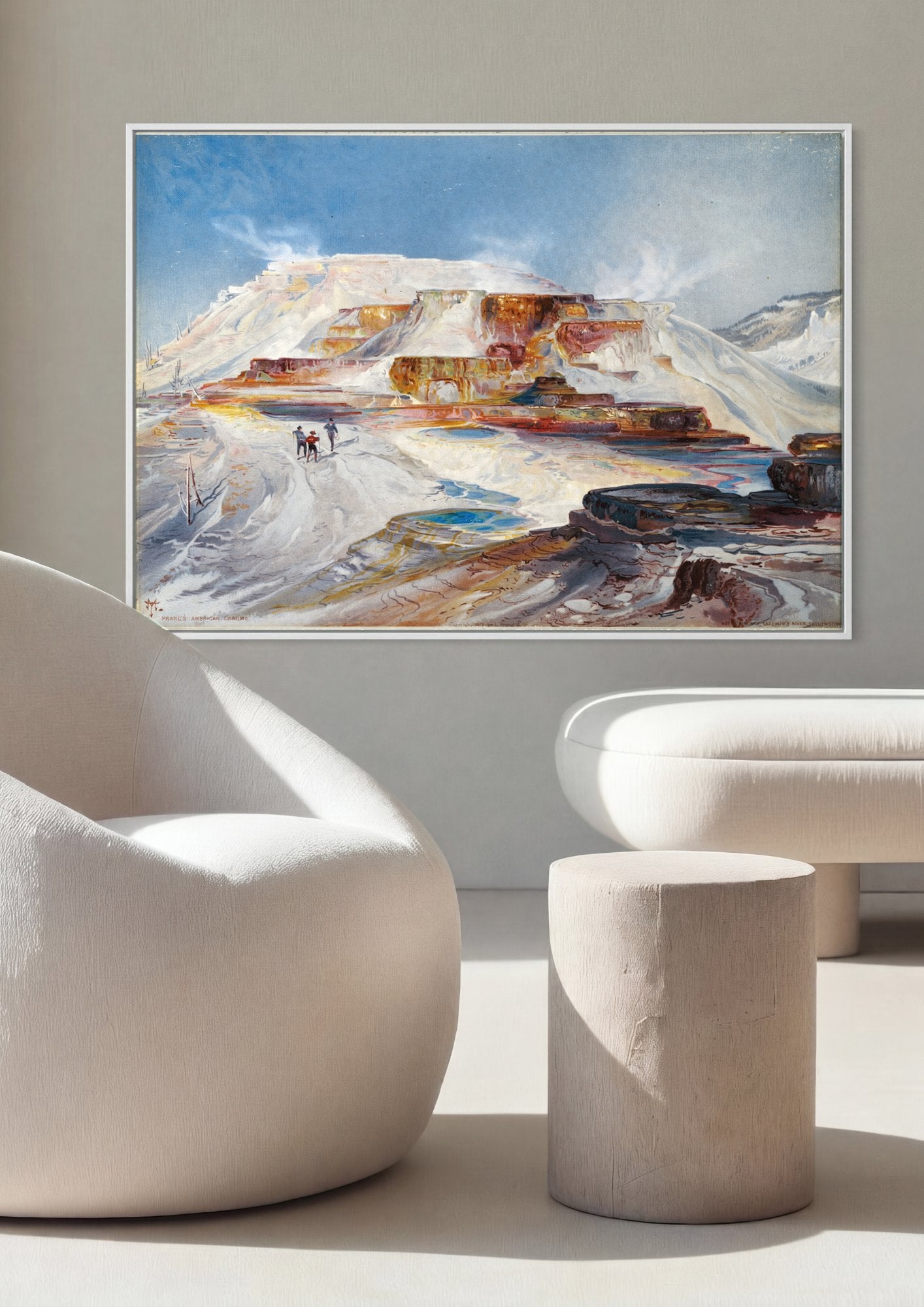 Quadro Decorativo Mammoth Hot Springs - Thomas Moran em ambiente decorado