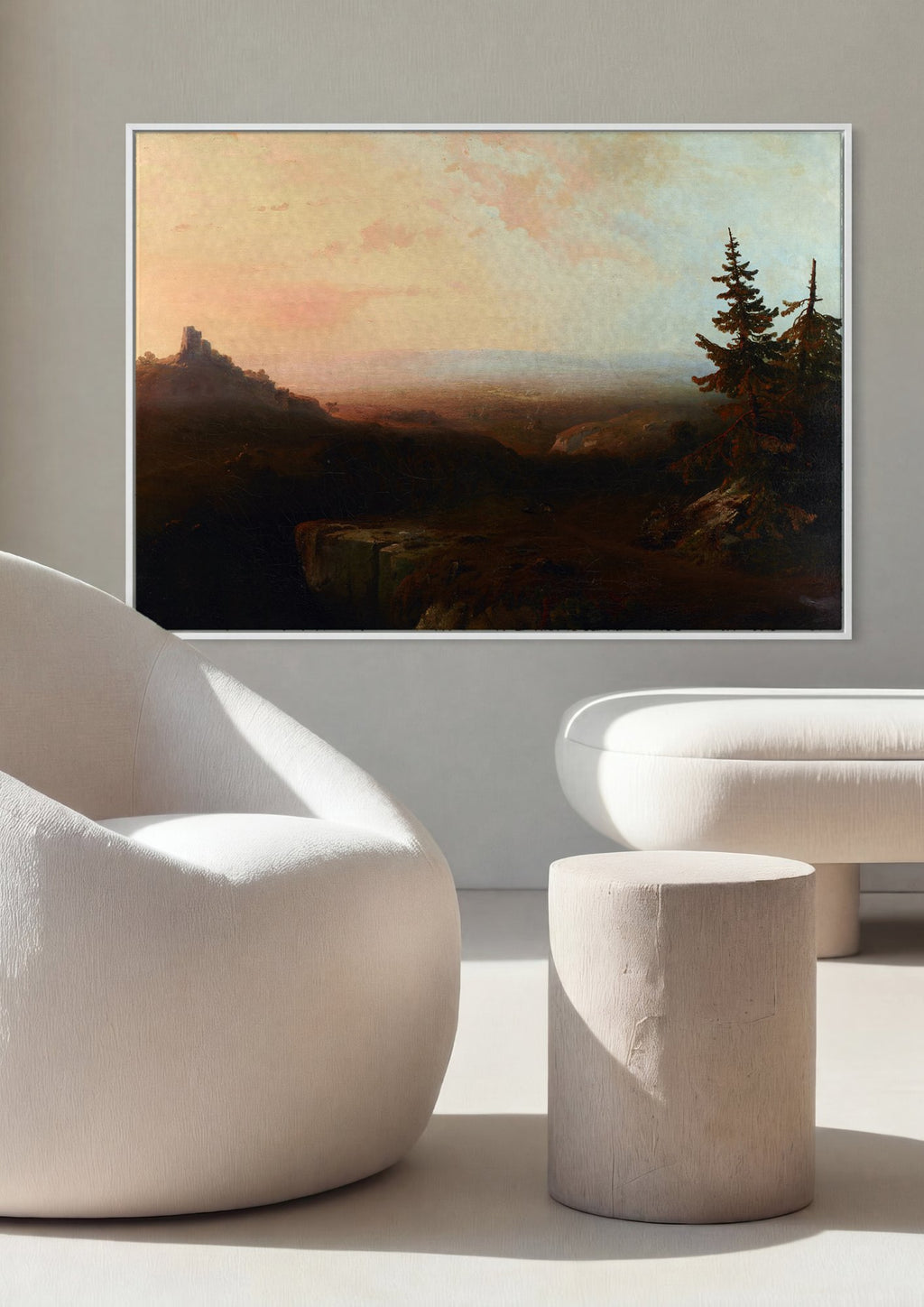 Quadro Decorativo Paisagem com Ruínas - Thomas Moran em ambiente decorado