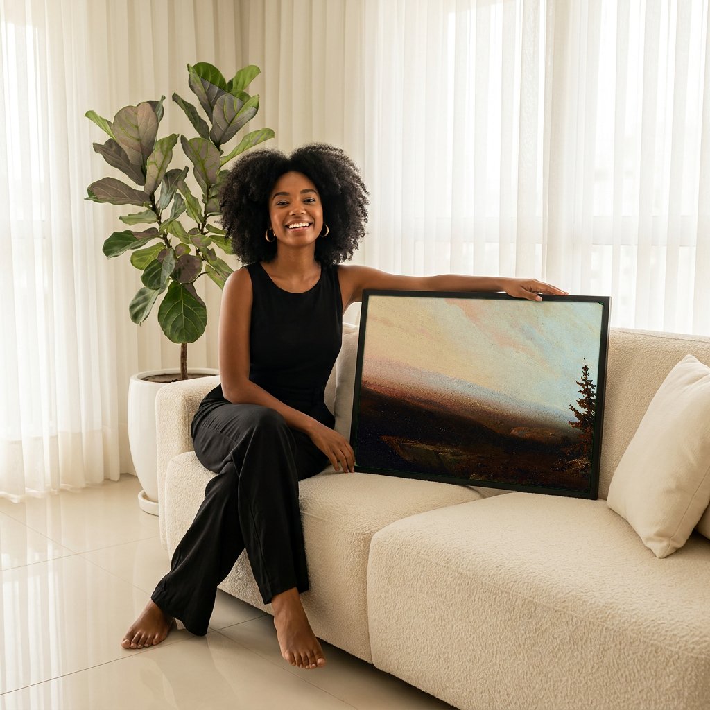 Quadro Decorativo Paisagem com Ruínas - Thomas Moran com modelo em ambiente