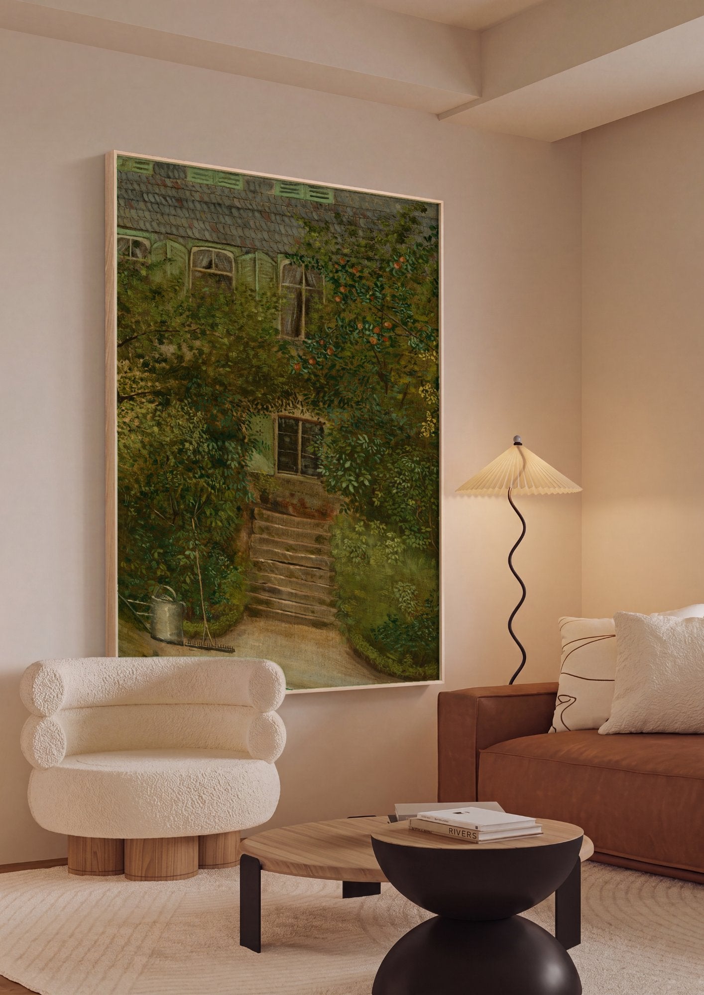 Quadro Decorativo 'Casa no Jardim' - Hans Thoma em ambiente decorado