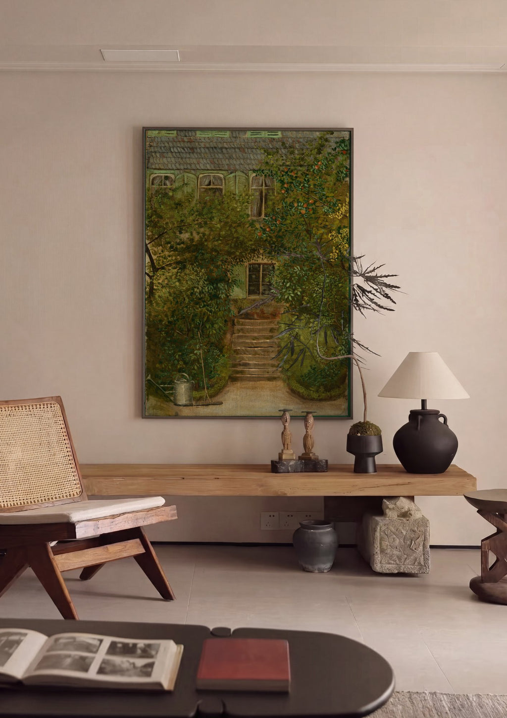 Quadro Decorativo 'Casa no Jardim' - Hans Thoma em ambiente decorado