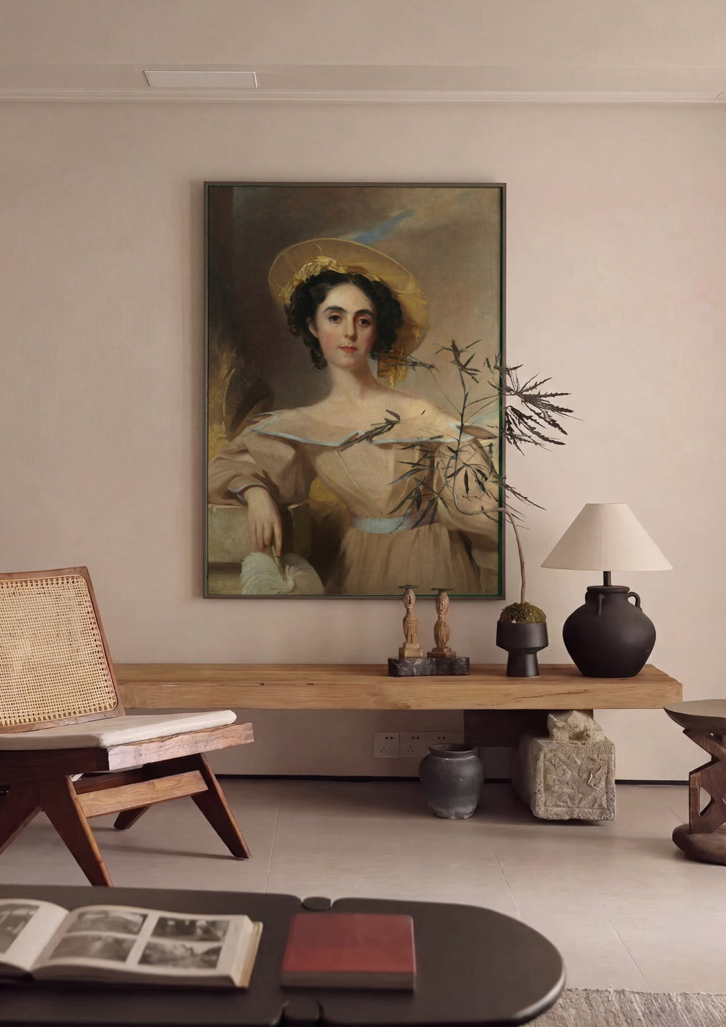 Quadro Decorativo 'Portrait of a Woman' - Thomas Sully em ambiente decorado
