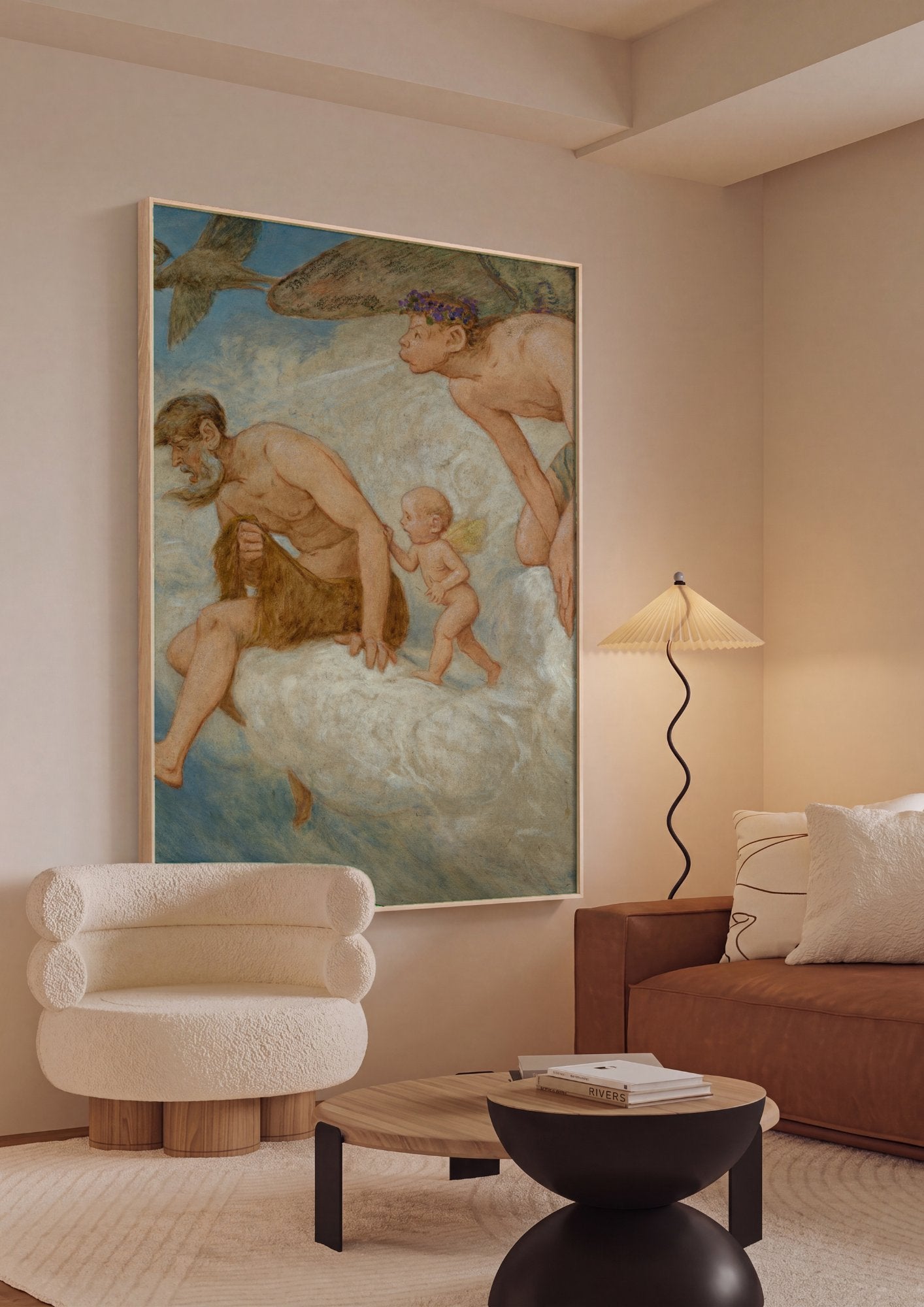 Quadro Decorativo Pan e Querubim - Hans Thoma em ambiente decorado