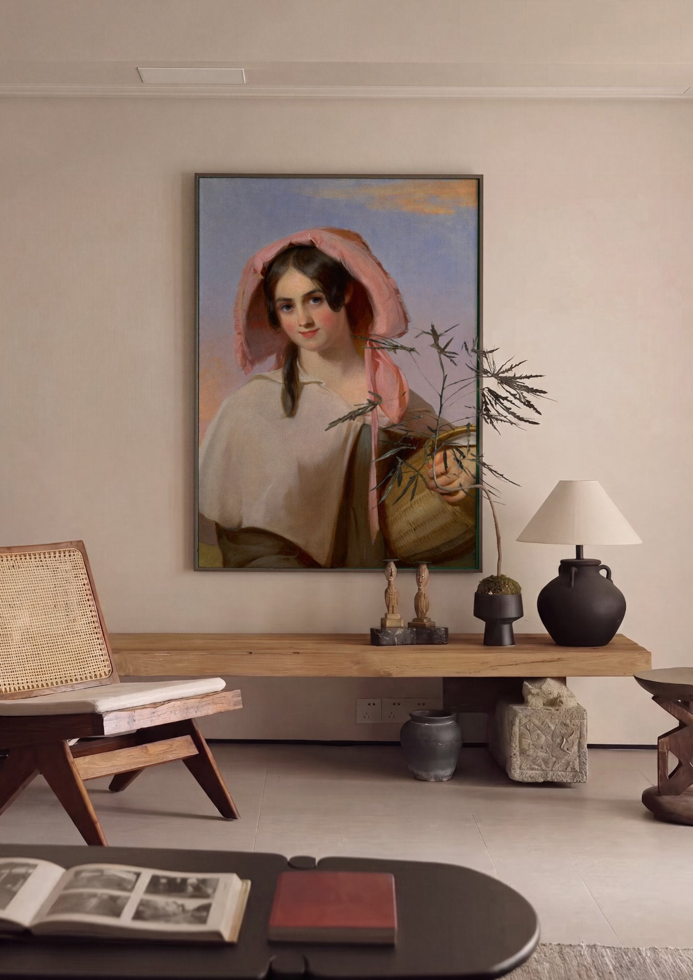 Quadro Decorativo A Cesta de Morangos - Thomas Sully em ambiente decorado