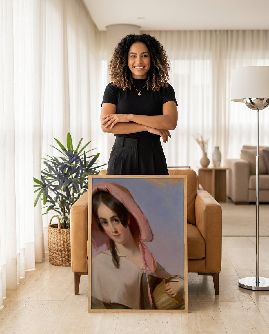 Quadro Decorativo A Cesta de Morangos - Thomas Sully com modelo em ambiente