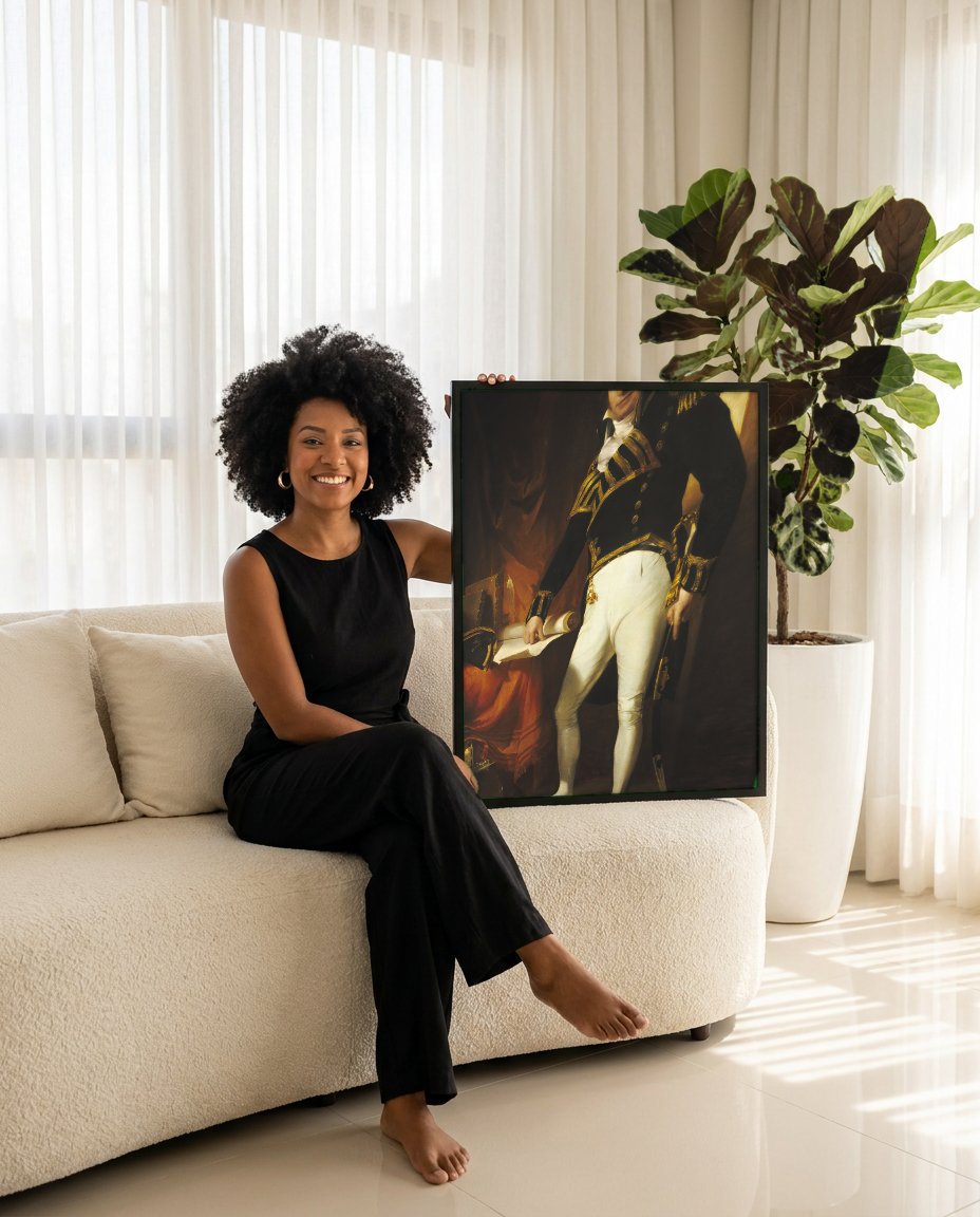 Quadro Decorativo Retrato de Oficial - Thomas Sully com modelo em ambiente