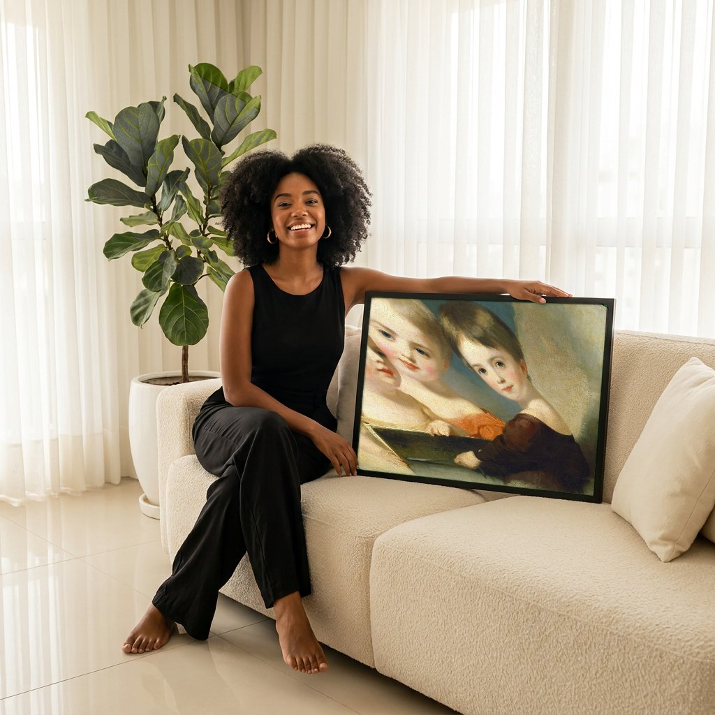 Quadro Decorativo 'The Sully Children' - Thomas Sully com modelo em ambiente