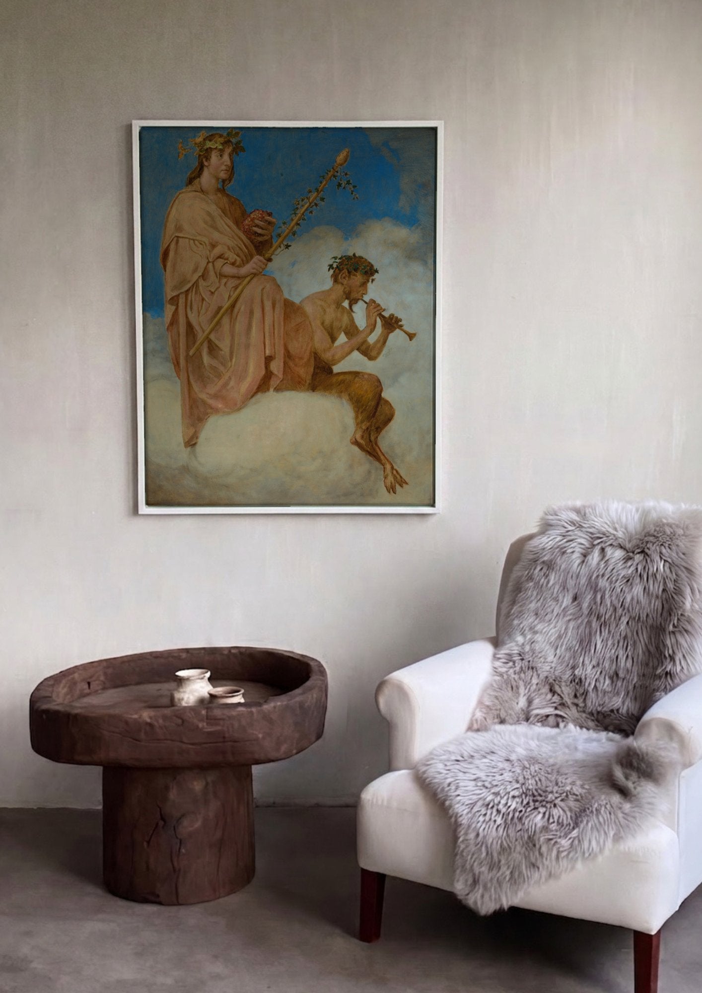Quadro Decorativo Baco e Sátiro - Hans Thoma em ambiente decorado