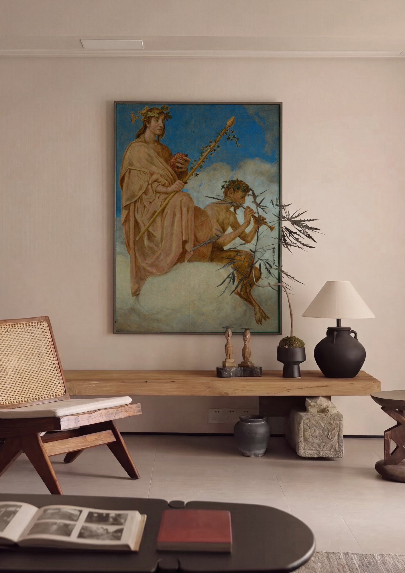 Quadro Decorativo Baco e Sátiro - Hans Thoma em ambiente decorado