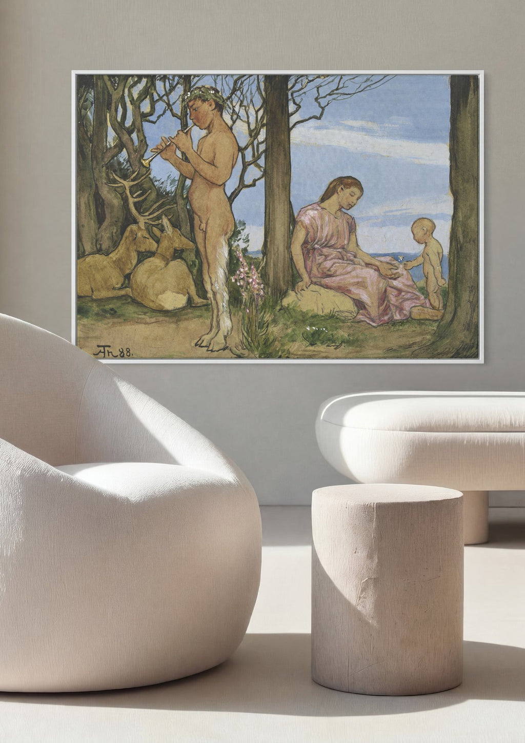 Quadro Decorativo Cena Pastoral - Hans Thoma em ambiente decorado