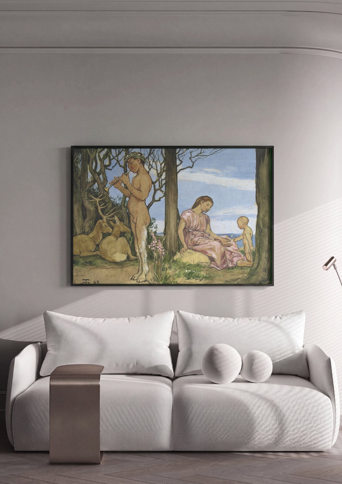Quadro Decorativo Cena Pastoral - Hans Thoma em ambiente decorado