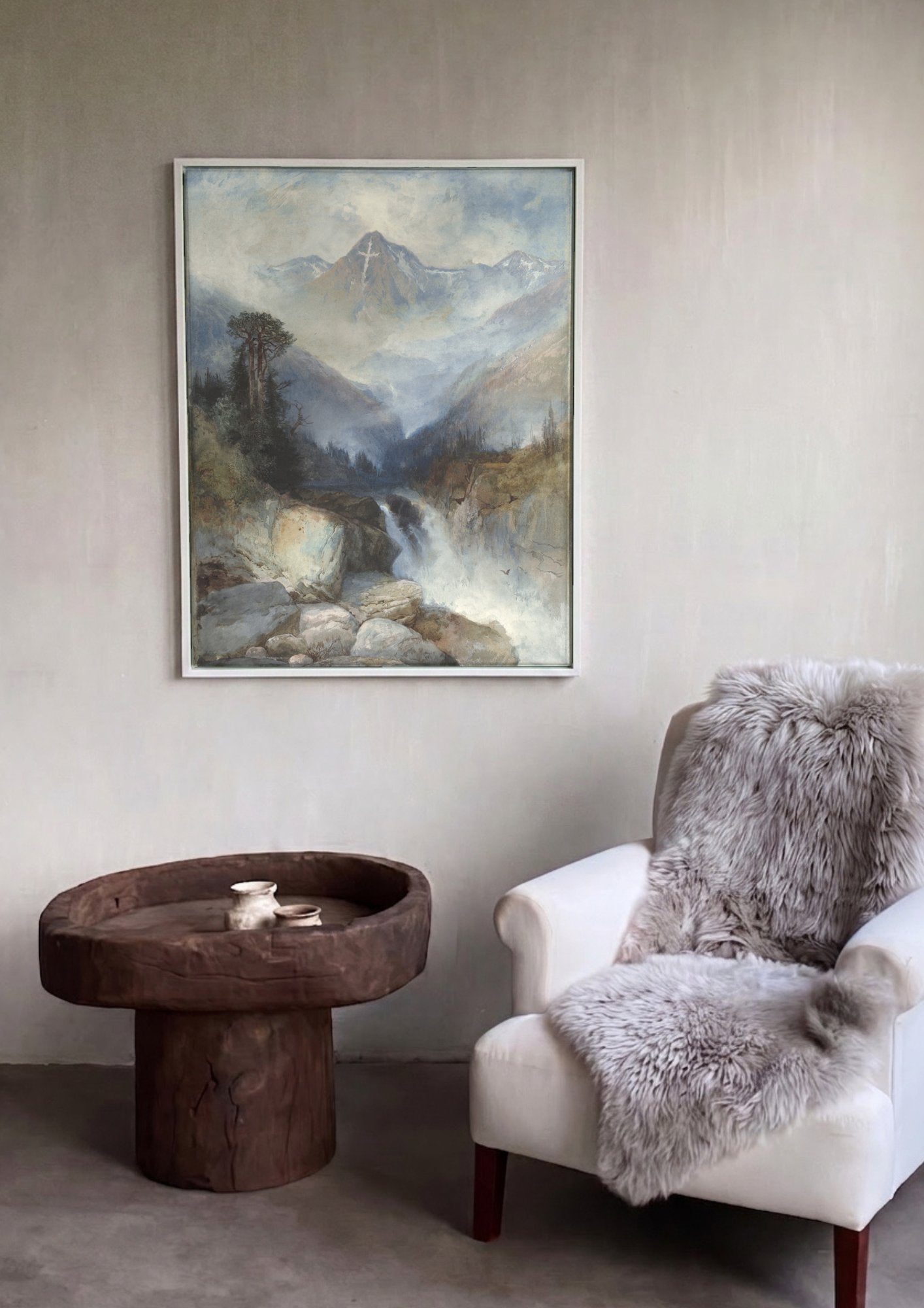 Quadro Decorativo Montanhas Rochosas - Thomas Moran em ambiente decorado